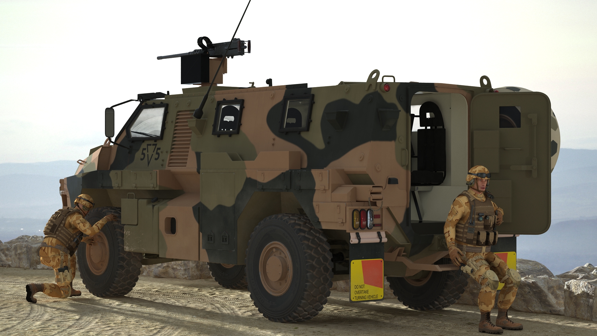 3D model 4x4 Bushmaster MR6 Camo Rigged