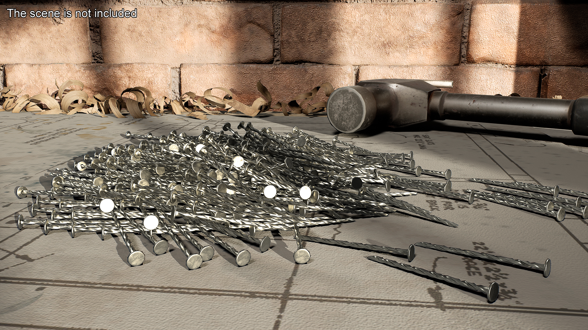 3D Spiral Shank Nails model