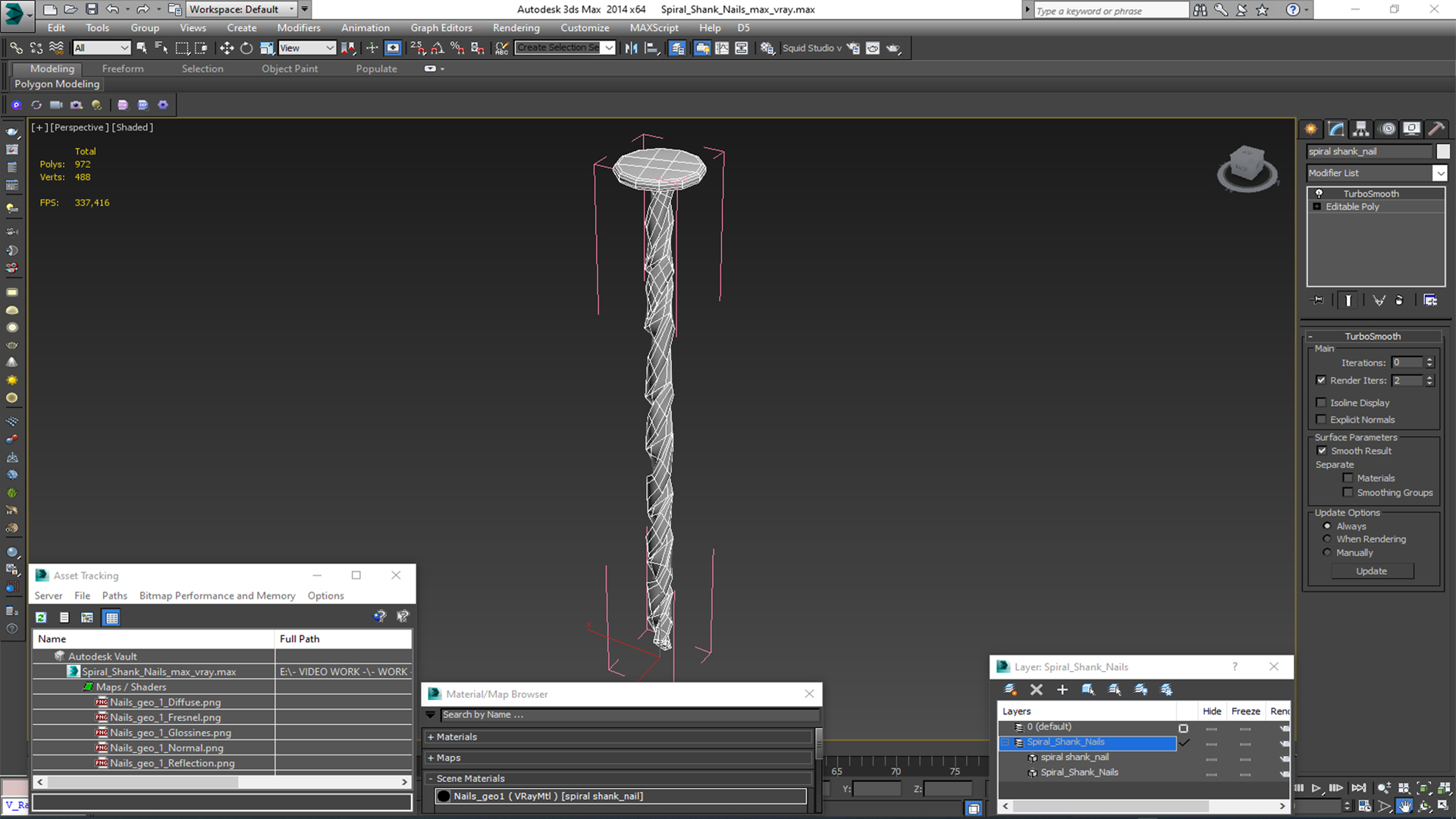 3D Spiral Shank Nails model