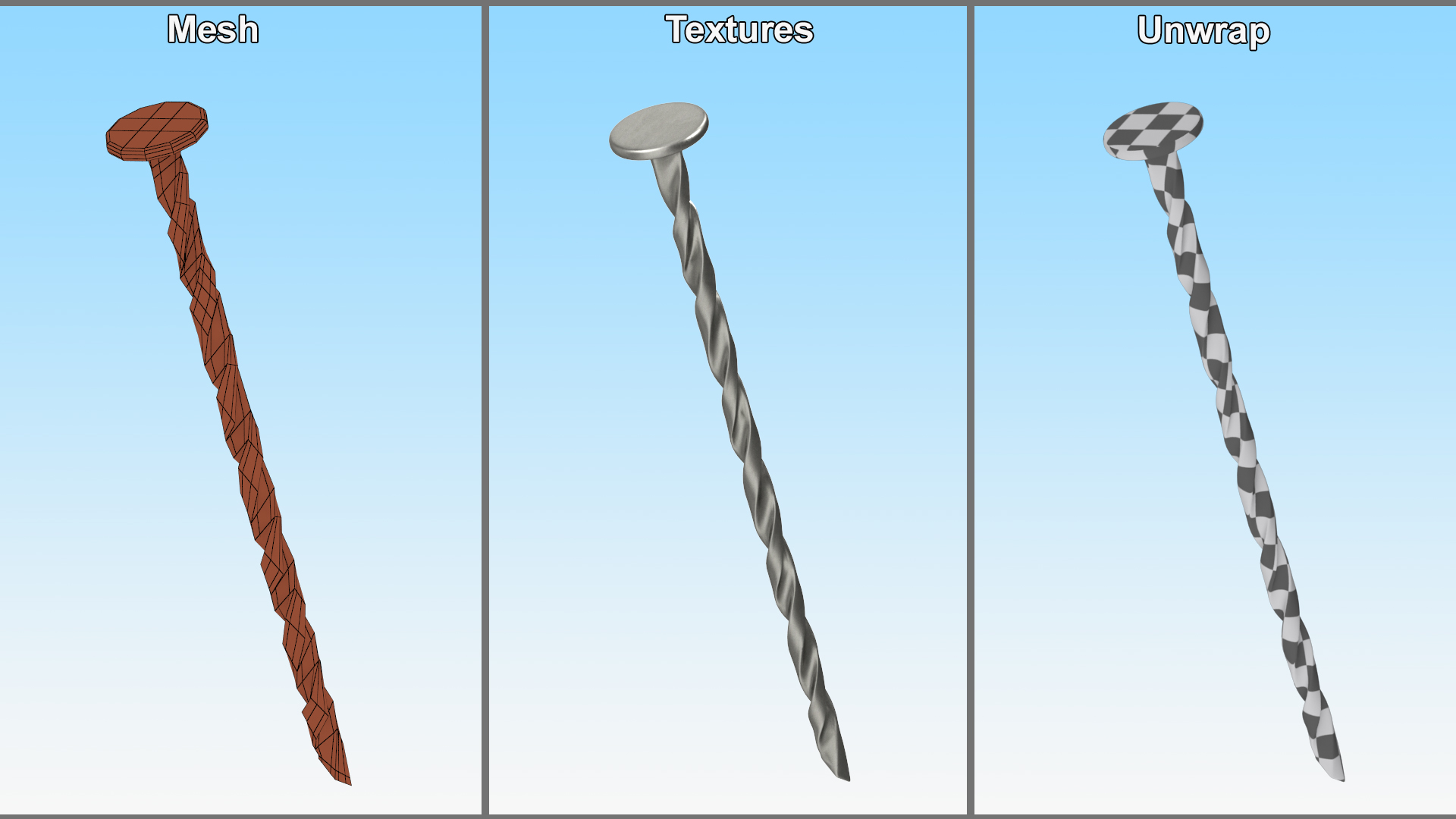 3D Spiral Shank Nails model
