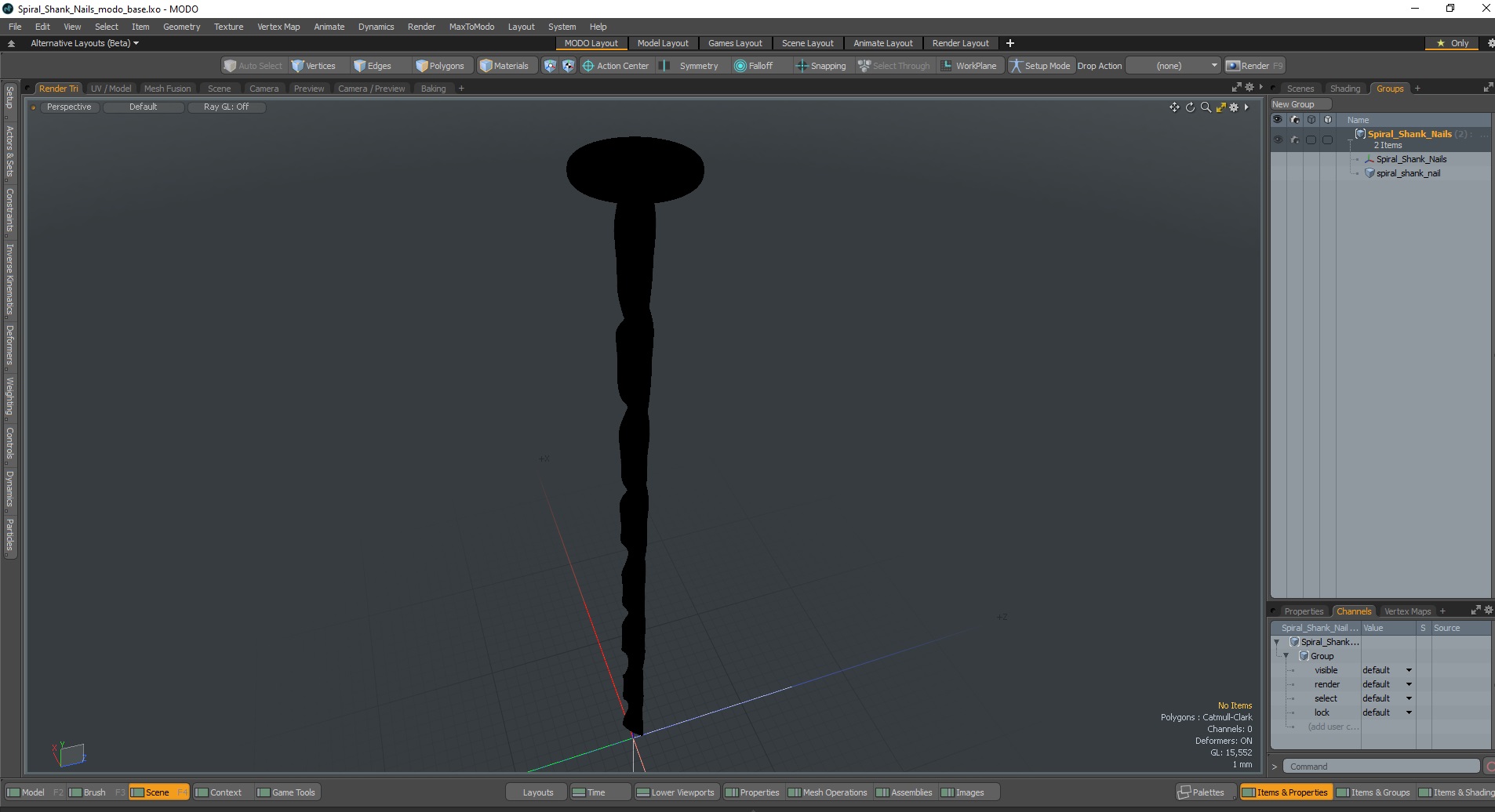 3D Spiral Shank Nails model