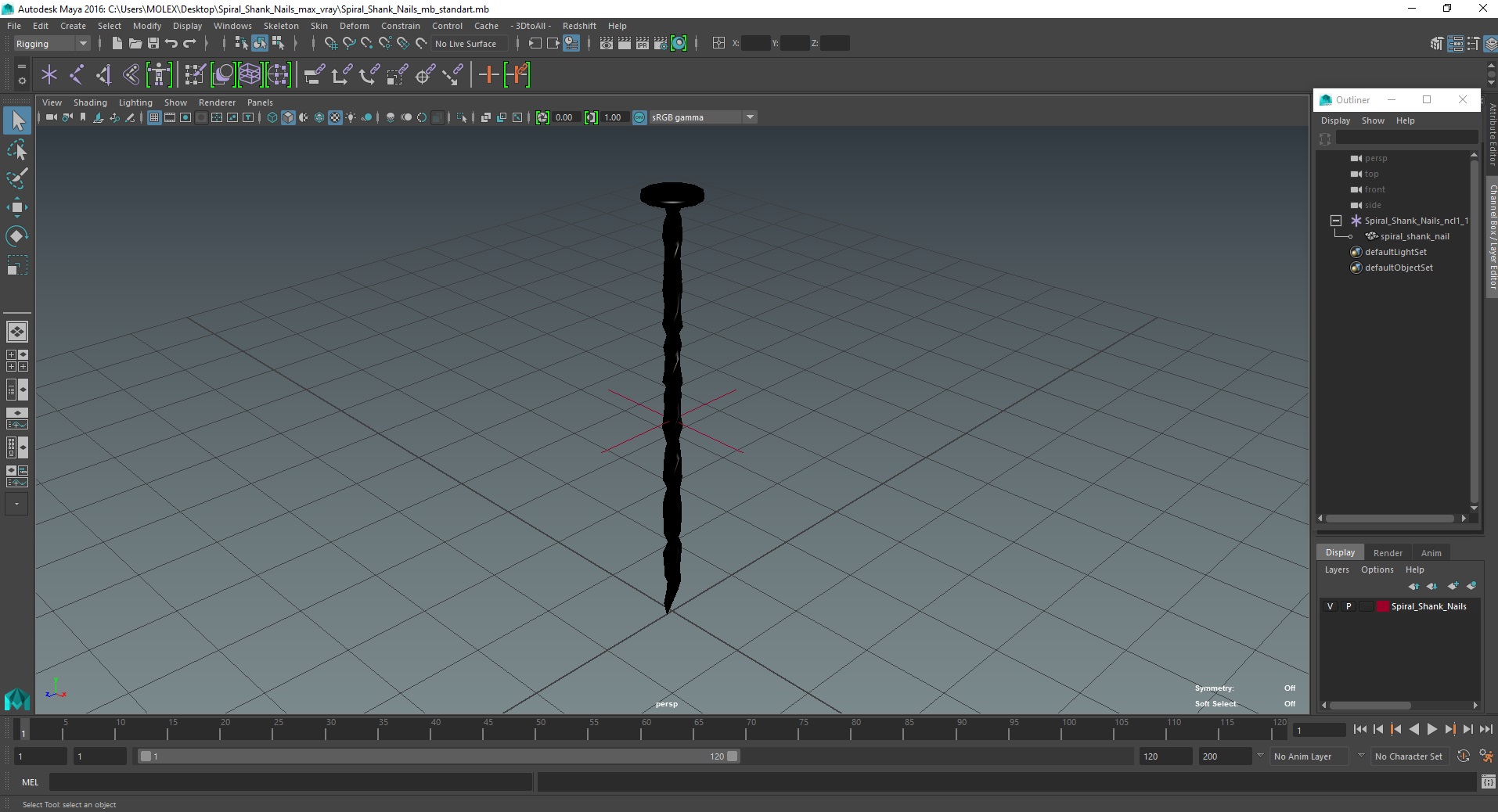 3D Spiral Shank Nails model