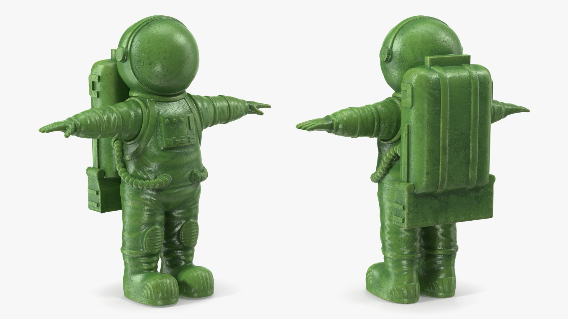 3D Astronaut Toy Character Green Rigged