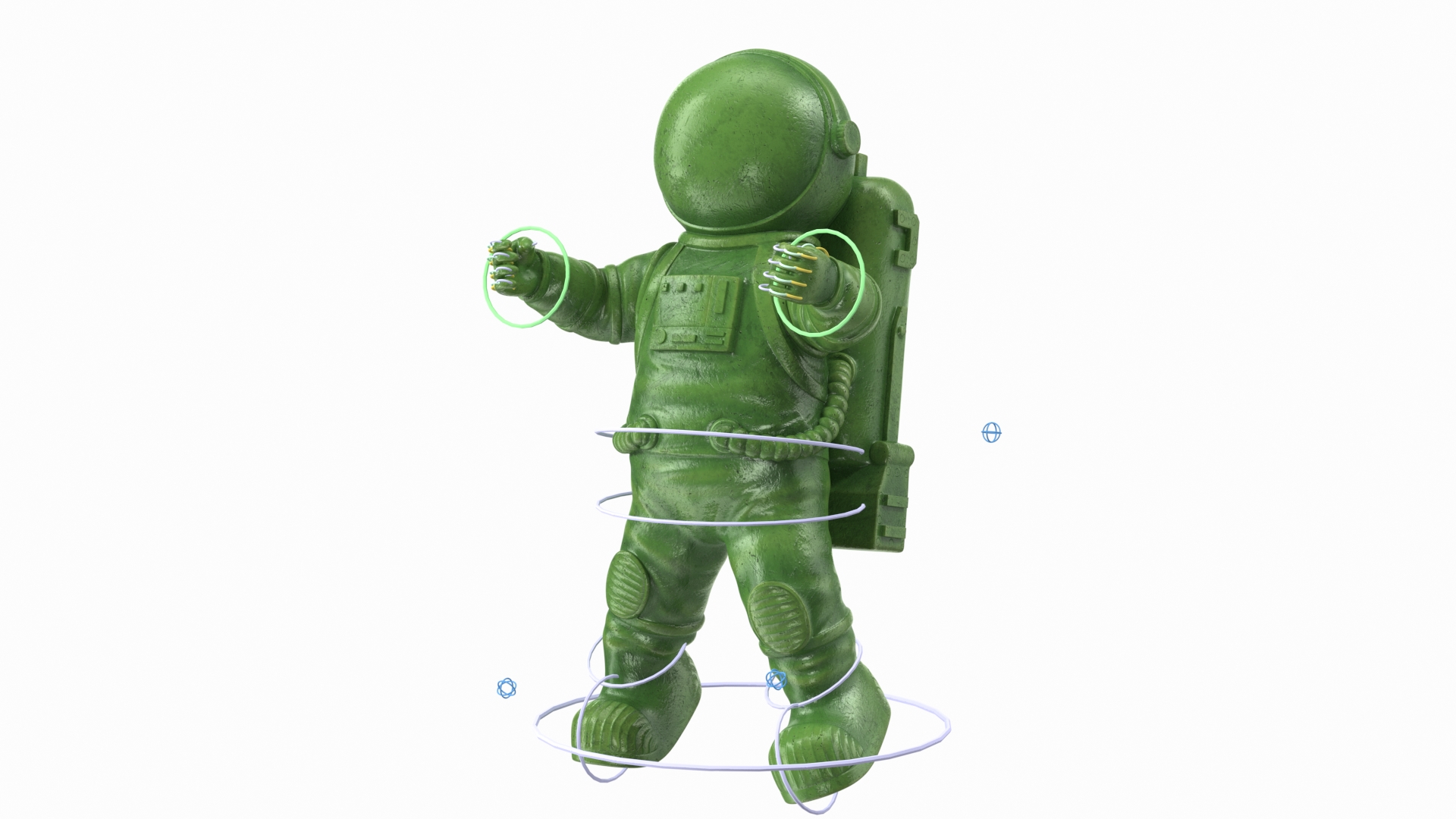 3D Astronaut Toy Character Green Rigged