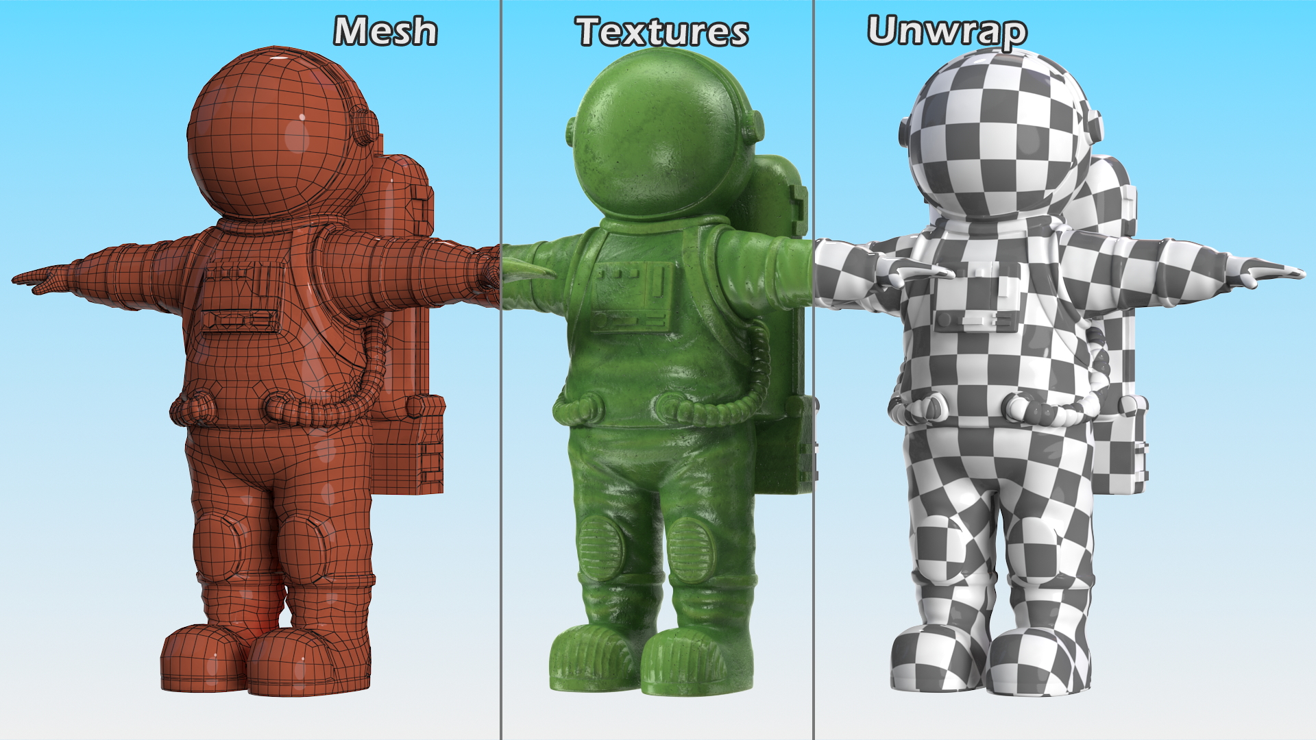 3D Astronaut Toy Character Green Rigged