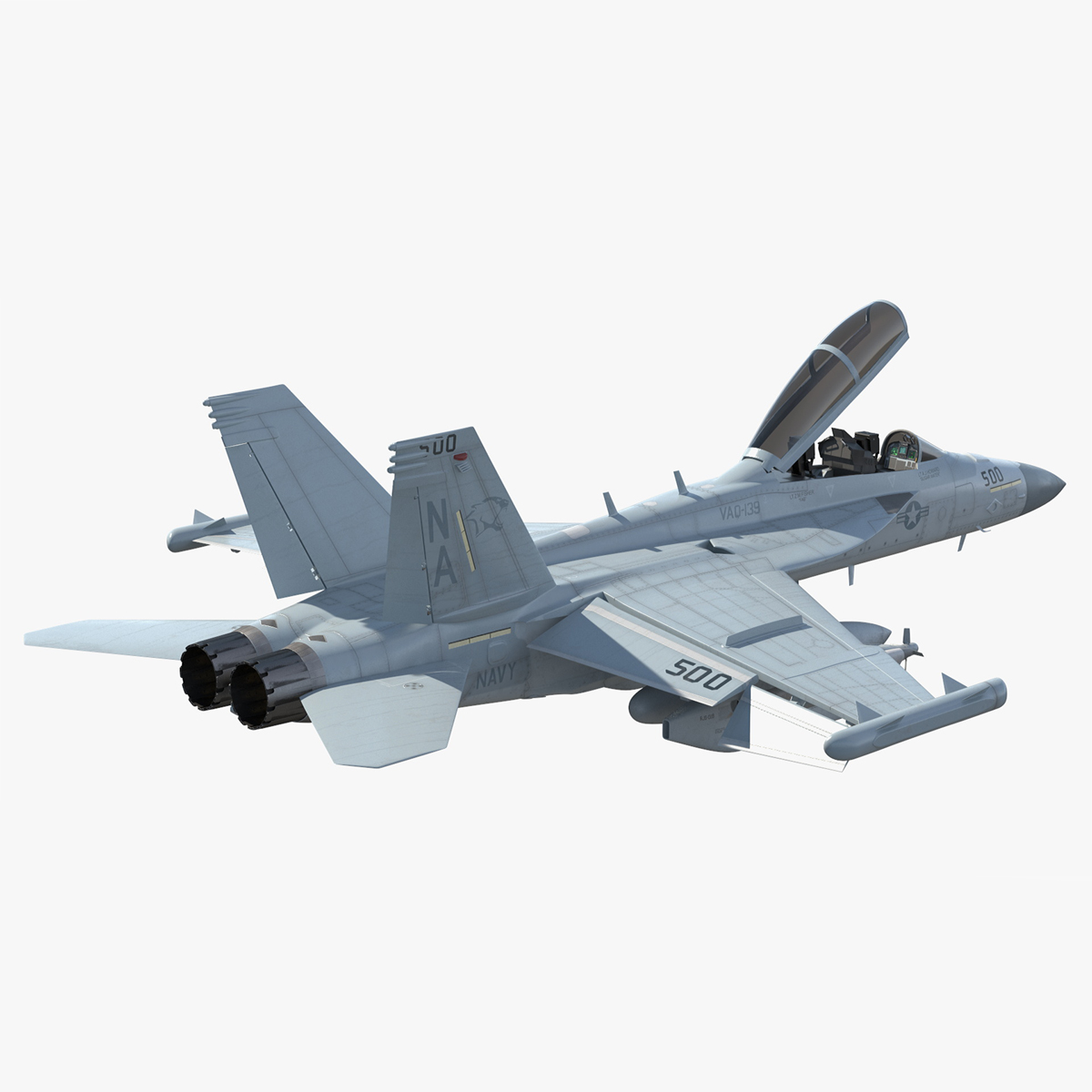 3D Boeing EA 18G Jet Aircraft Simplified Rigged for Cinema 4D model