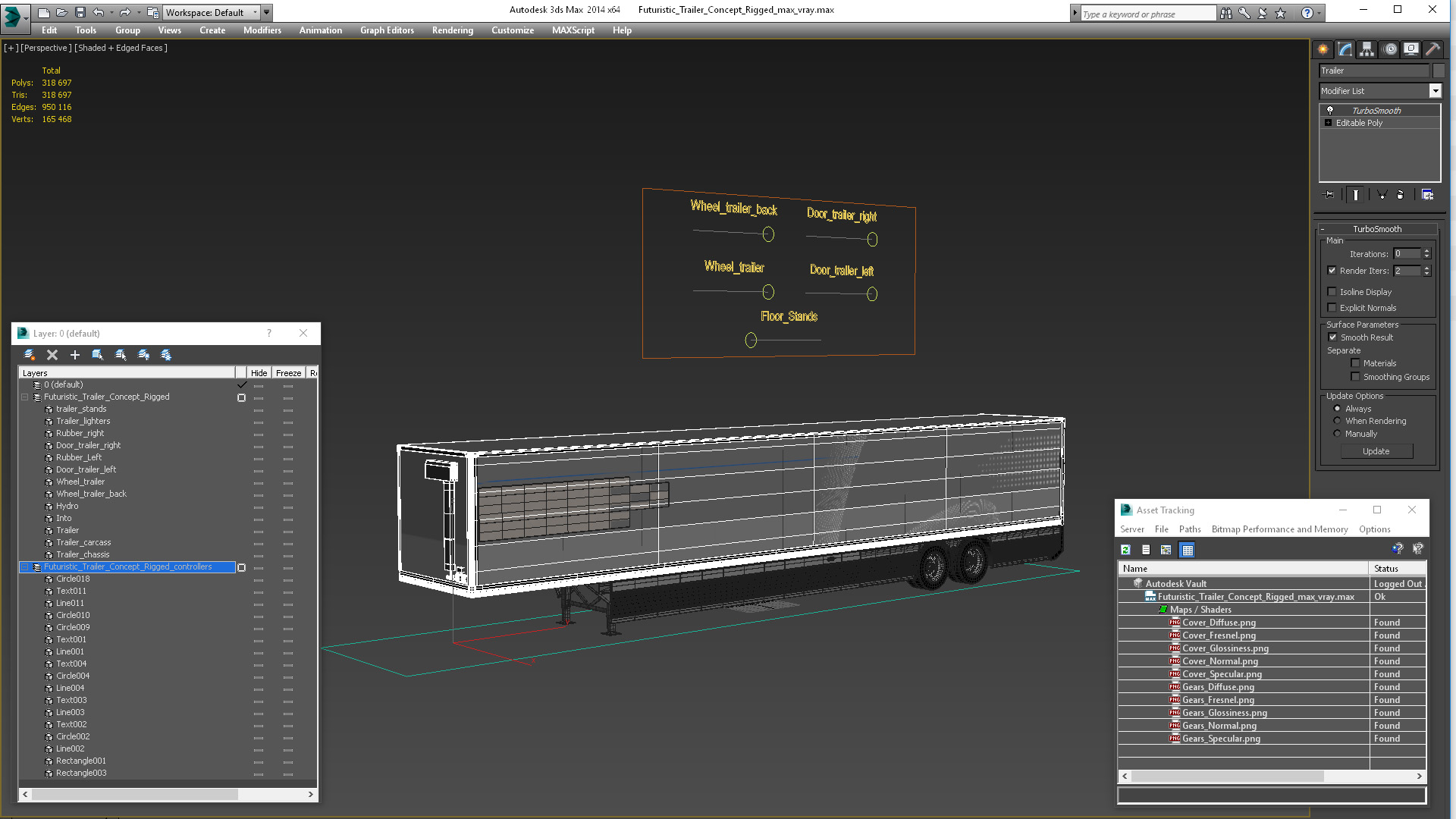 Futuristic Trailer Concept Rigged for Cinema 4D 3D