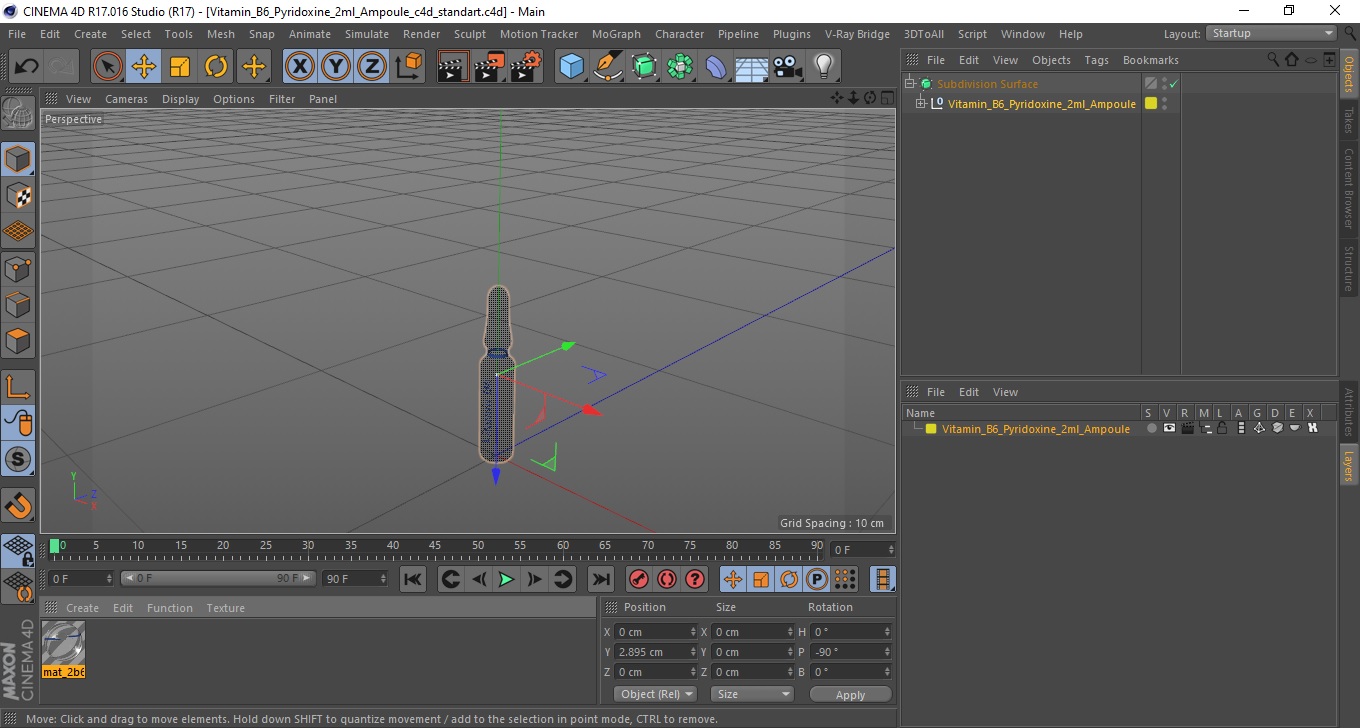 3D Vitamin B6 Pyridoxine 2ml Ampoule model