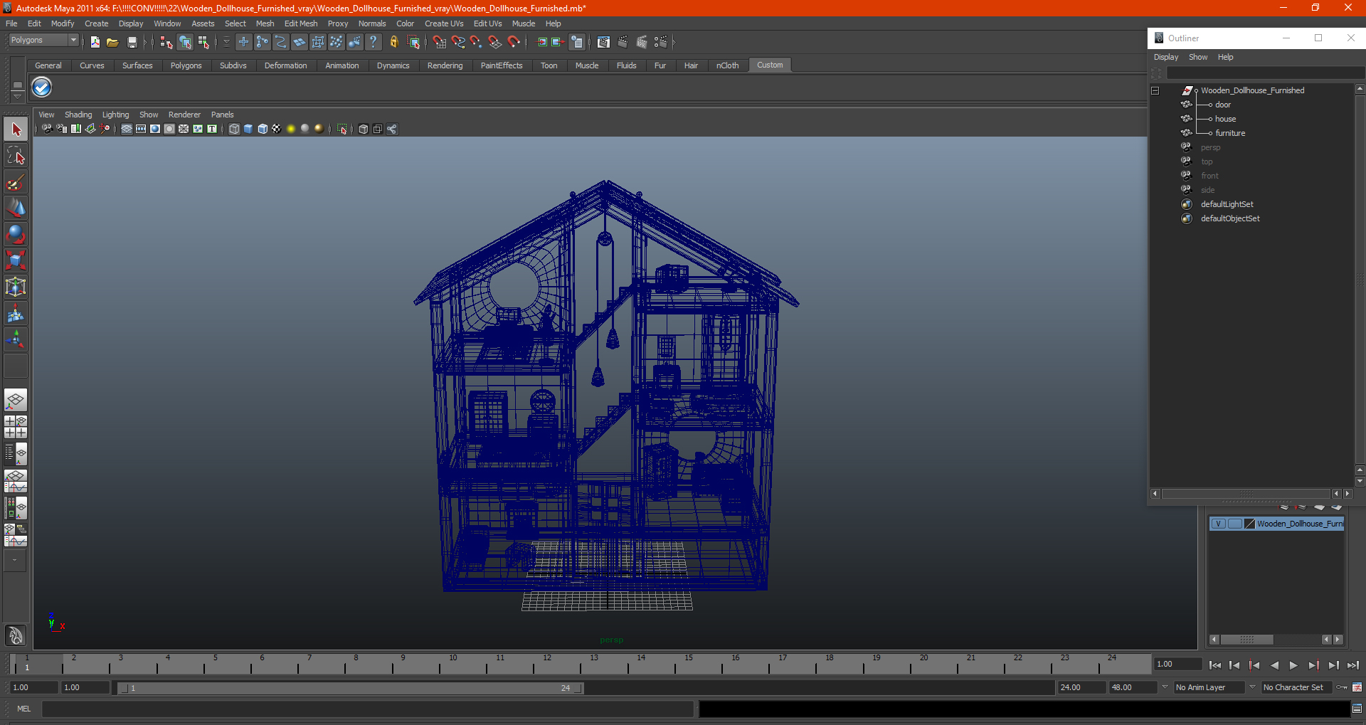 3D Wooden Dollhouse Furnished