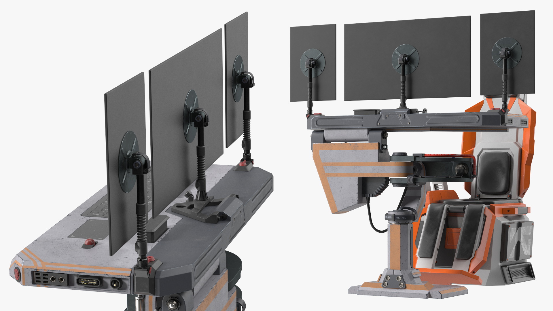 3D Sci-fi Computer and Pilot Chair