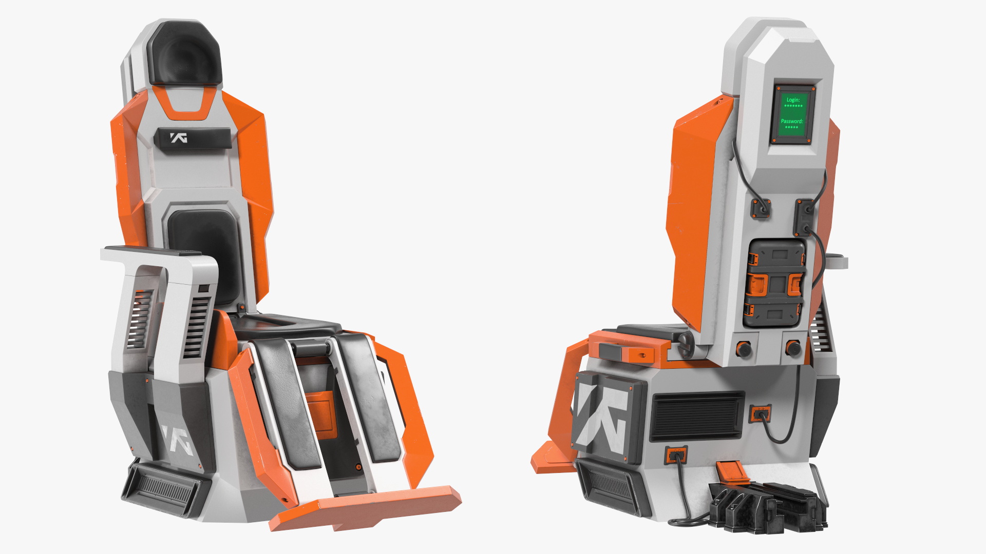 3D Sci-fi Computer and Pilot Chair
