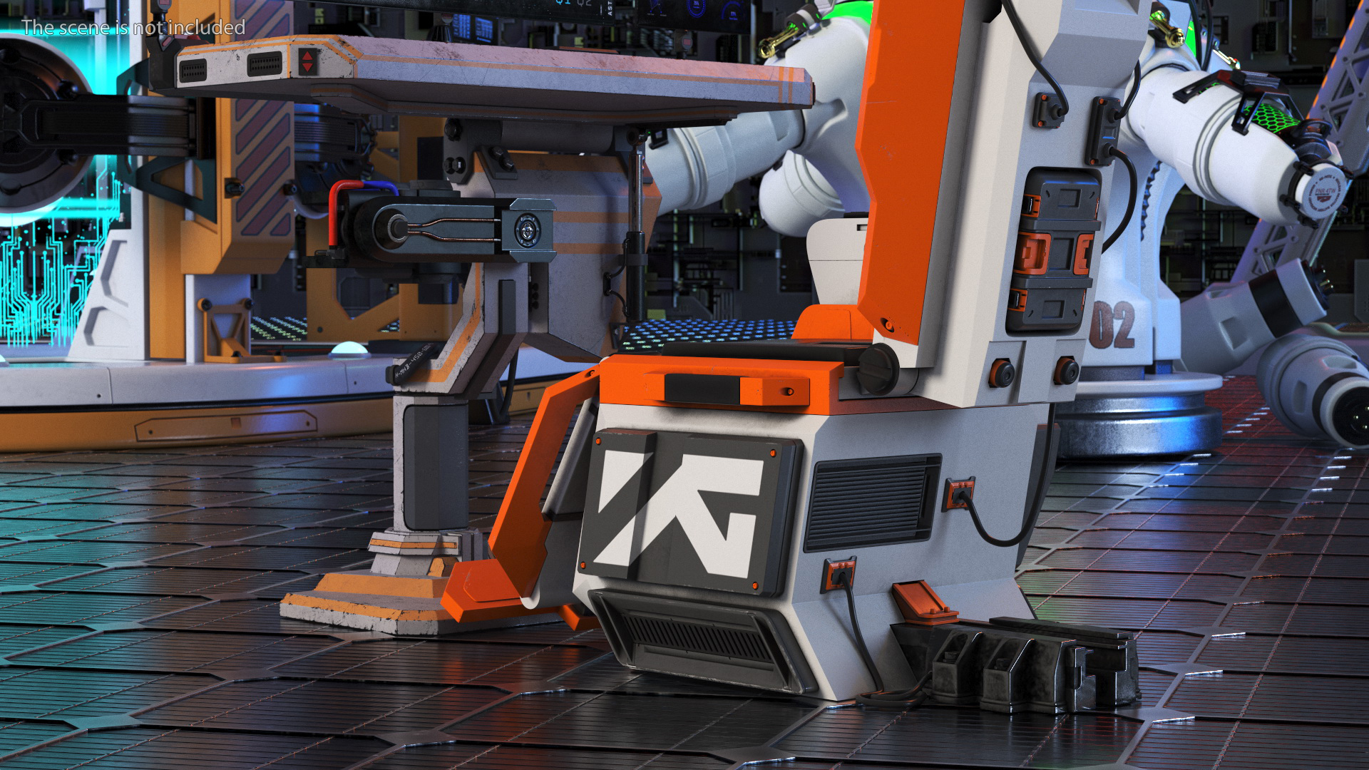 3D Sci-fi Computer and Pilot Chair