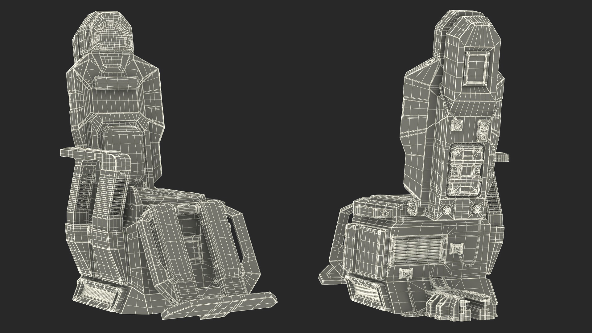 3D Sci-fi Computer and Pilot Chair