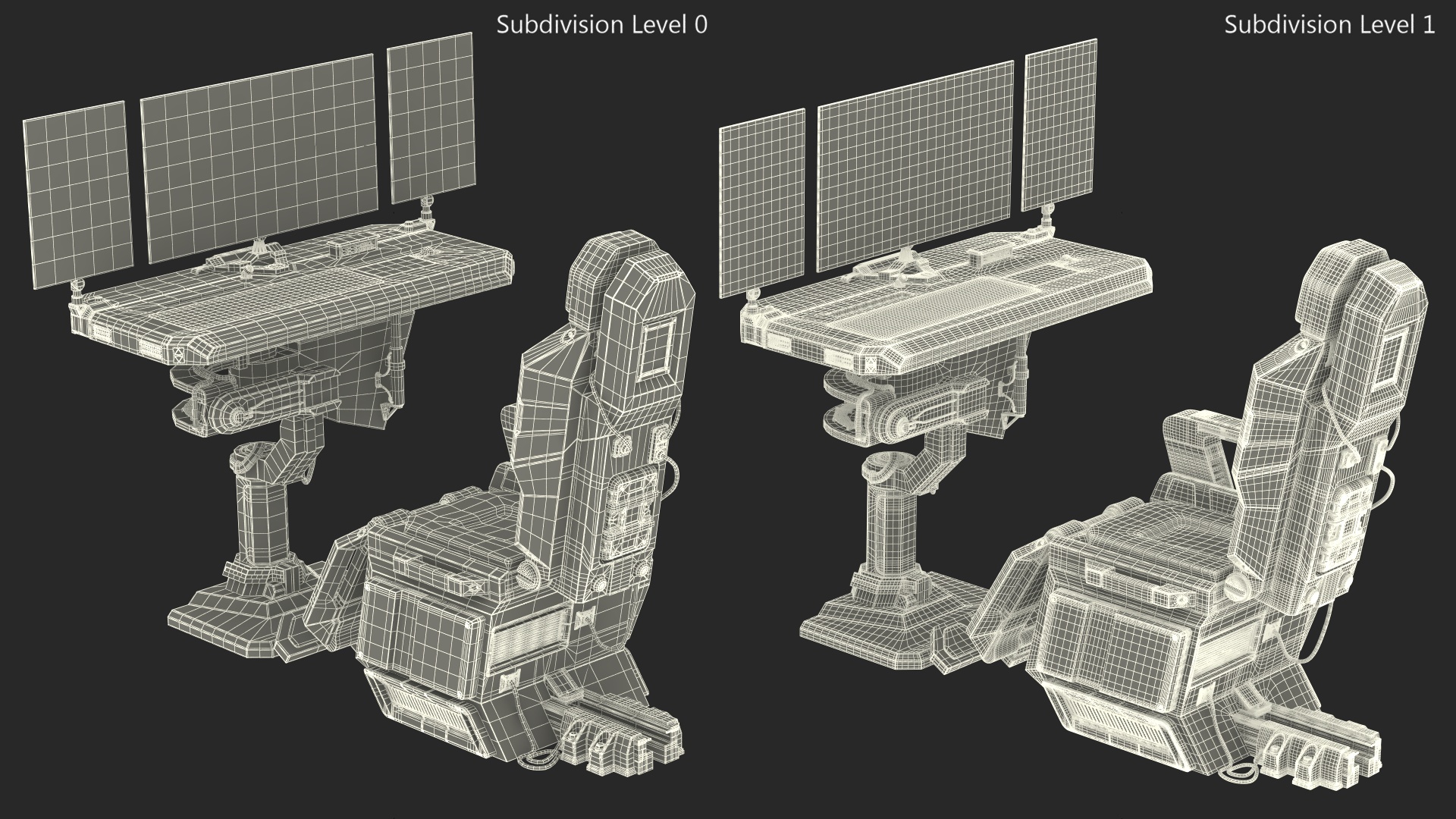 3D Sci-fi Computer and Pilot Chair