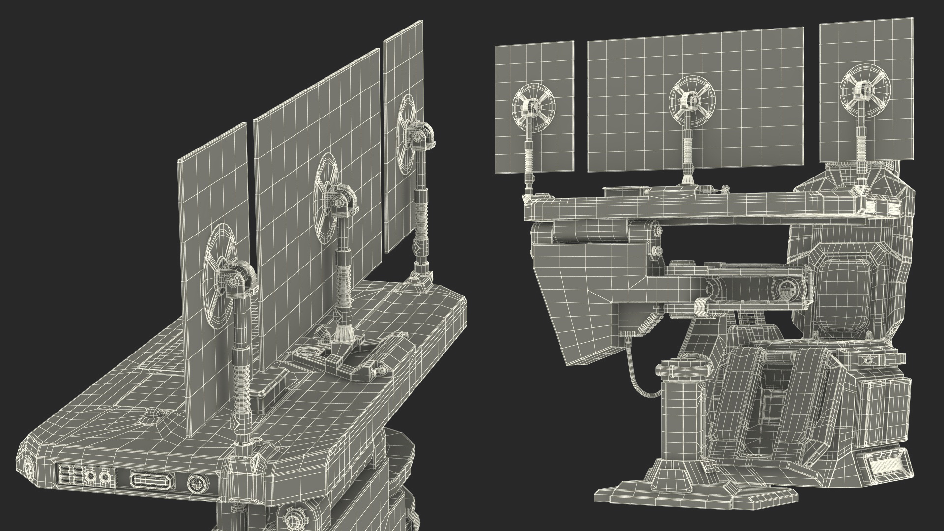 3D Sci-fi Computer and Pilot Chair