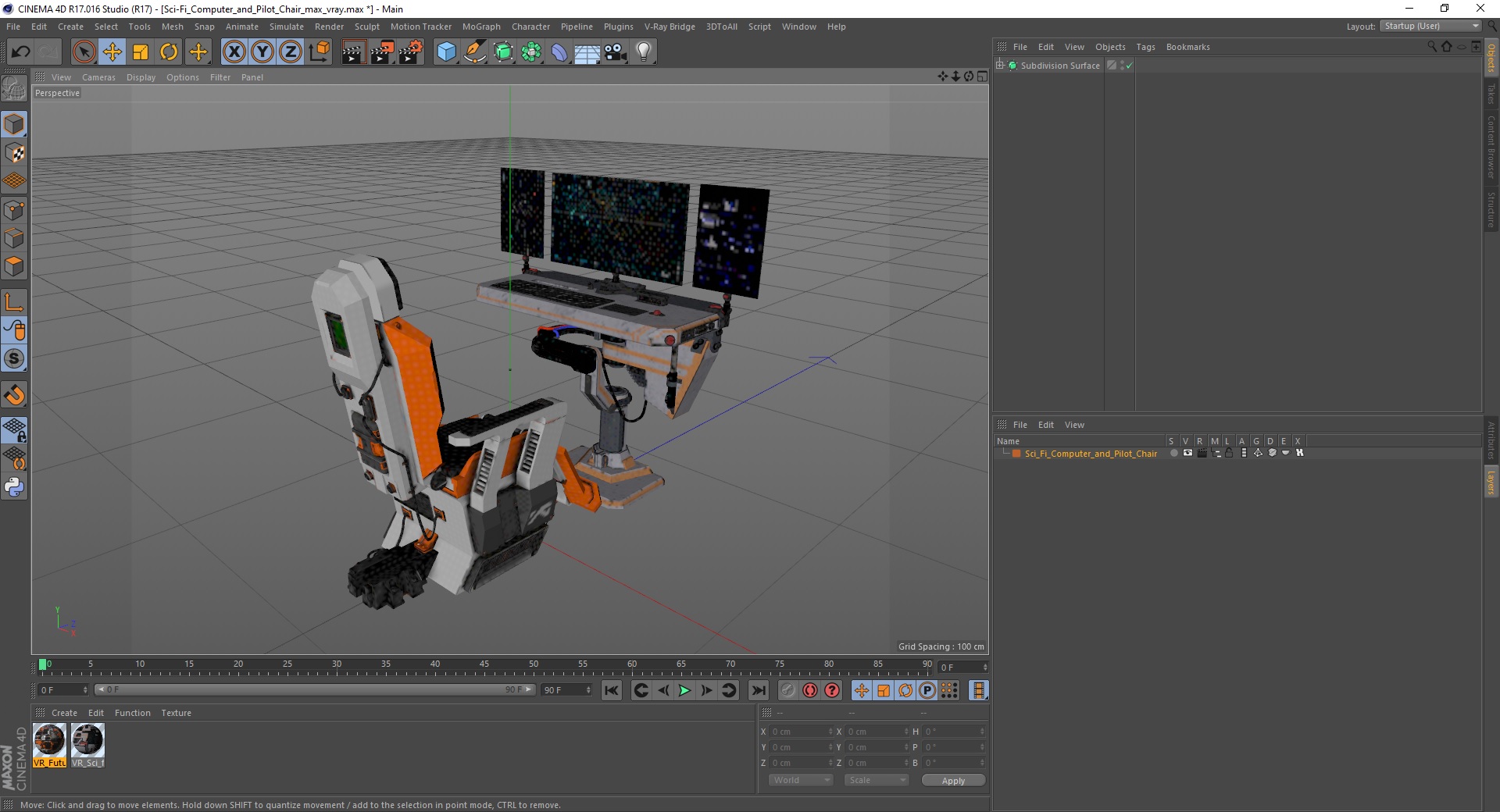 3D Sci-fi Computer and Pilot Chair