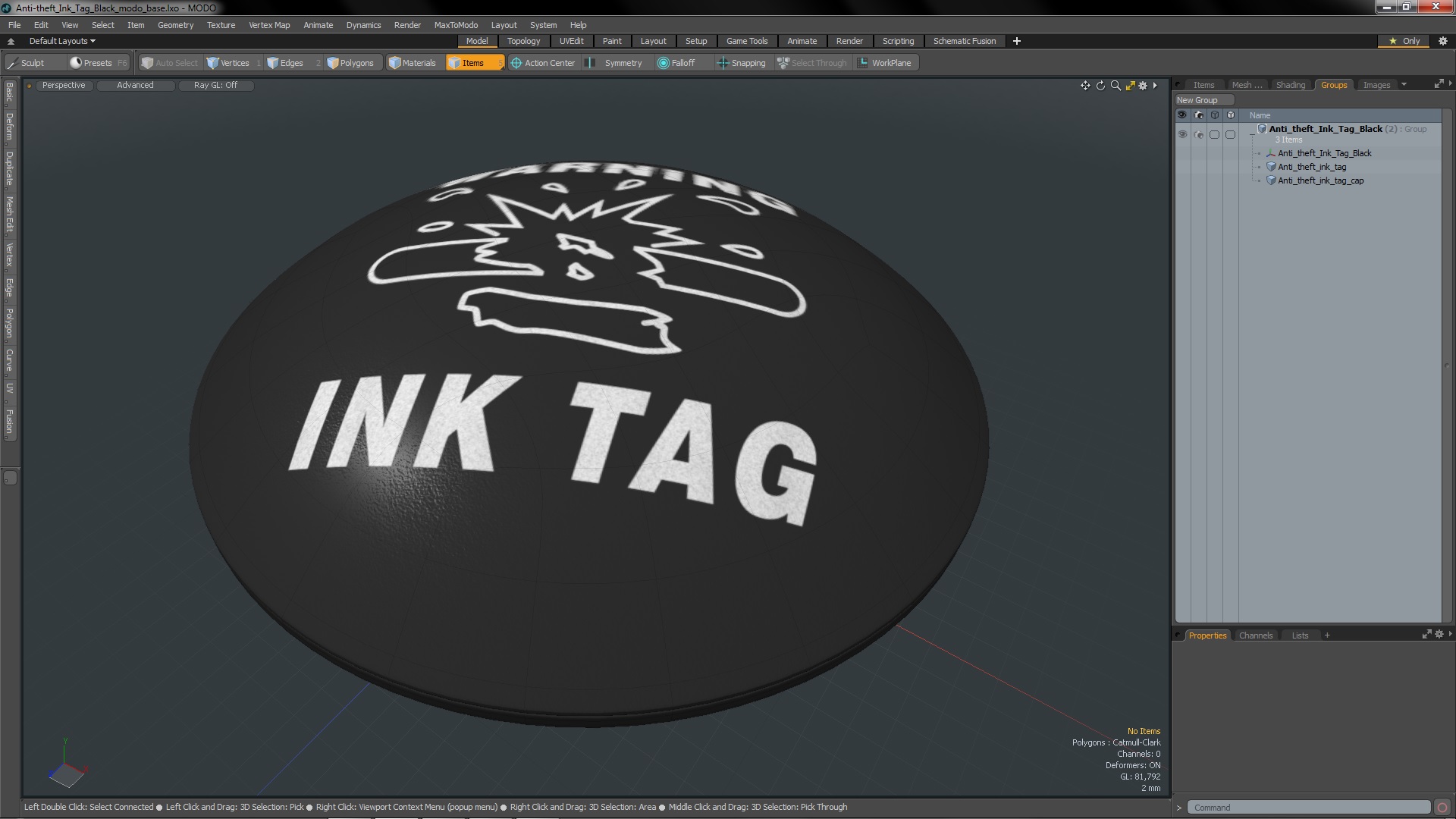 Anti-theft Ink Tag Black 3D model