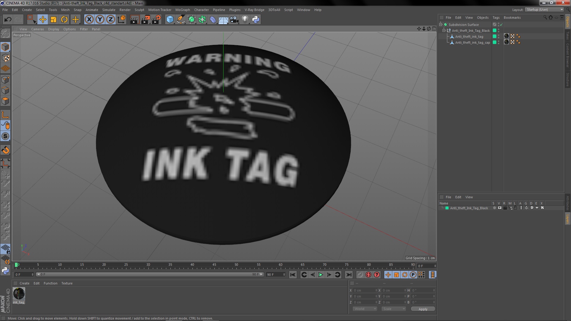 Anti-theft Ink Tag Black 3D model
