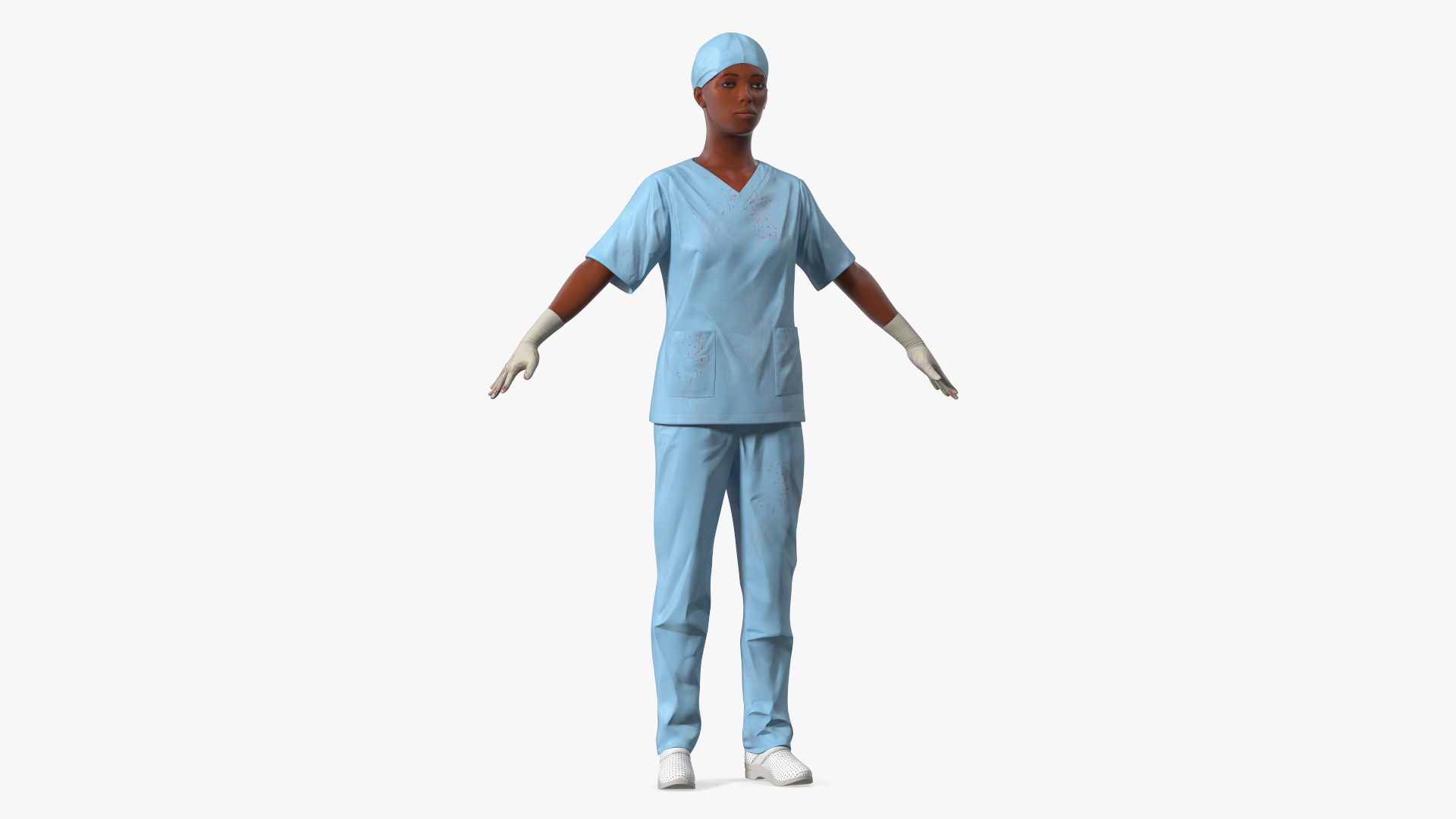 3D Female Nurse in Scrubs Fur