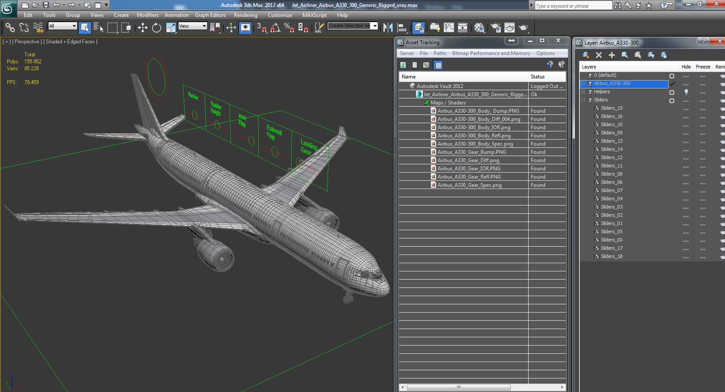 3D Jet Airliner Airbus A330 300 Generic Rigged model