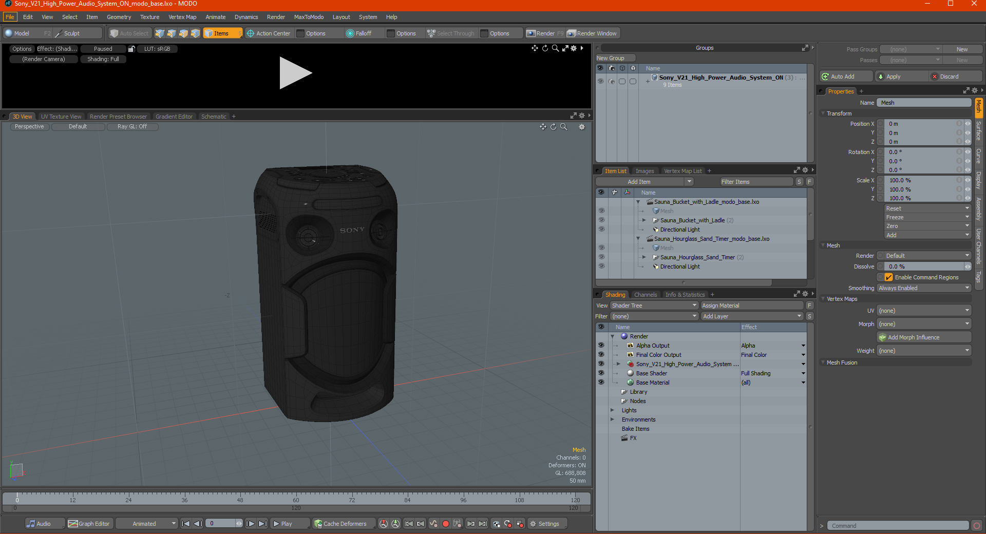 3D model Sony V21 High Power Audio System ON