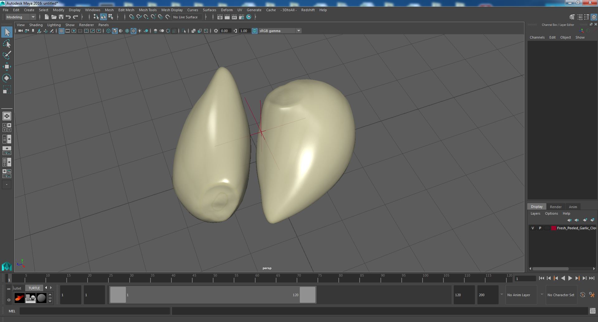3D Fresh Peeled Garlic Cloves