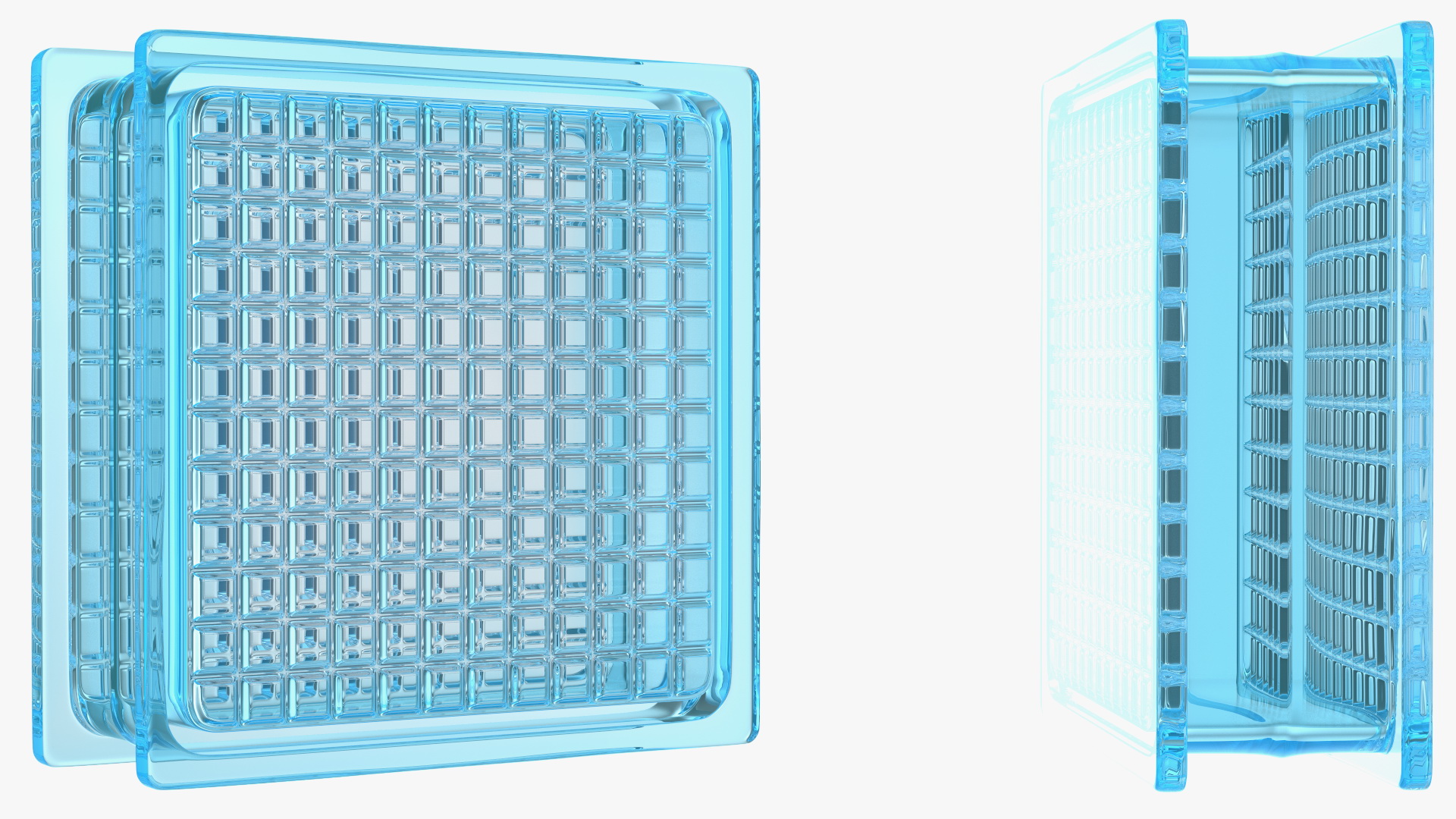 3D Quadra Glass Block Blue model