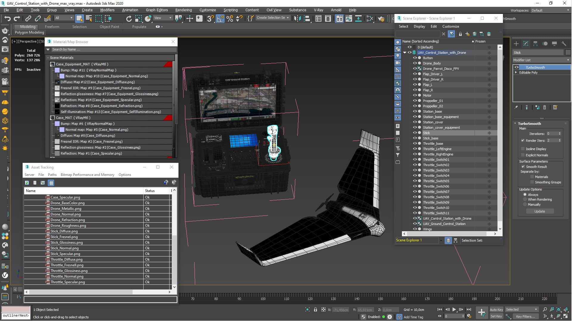 3D model UAV Control Station with Drone
