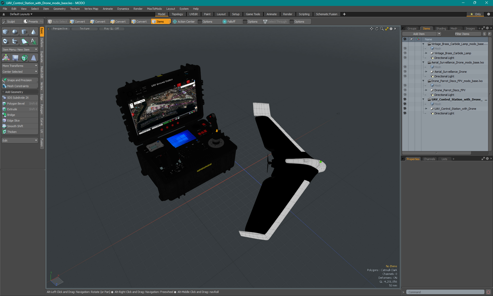 3D model UAV Control Station with Drone