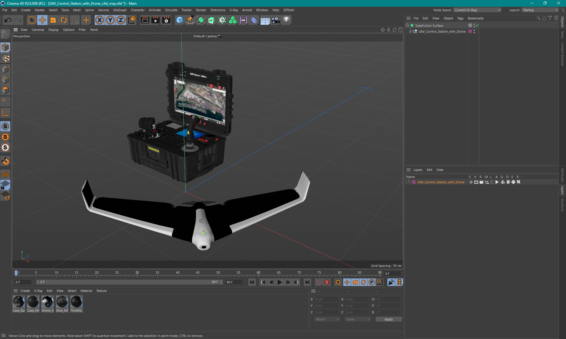 3D model UAV Control Station with Drone