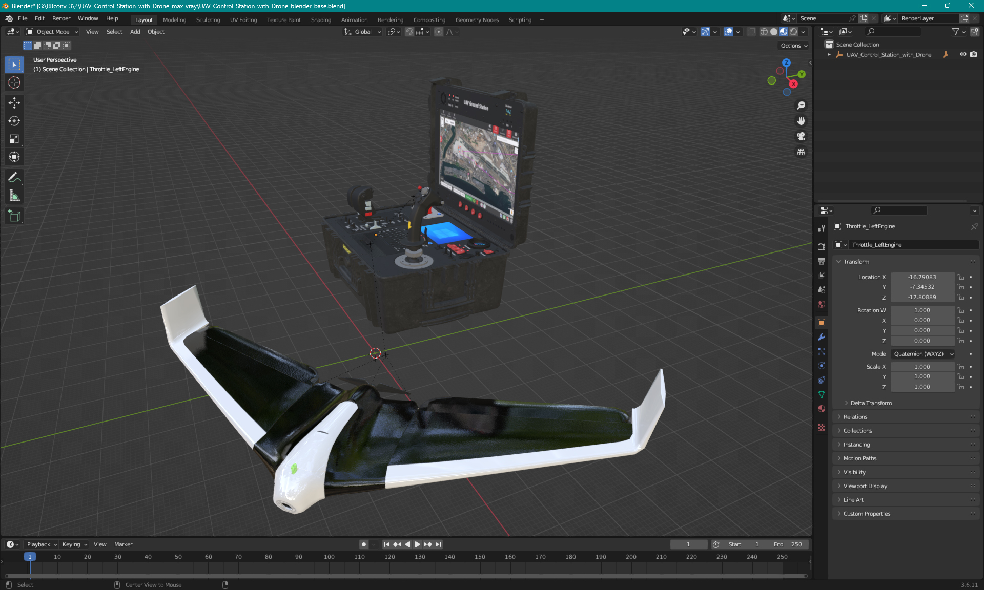 3D model UAV Control Station with Drone
