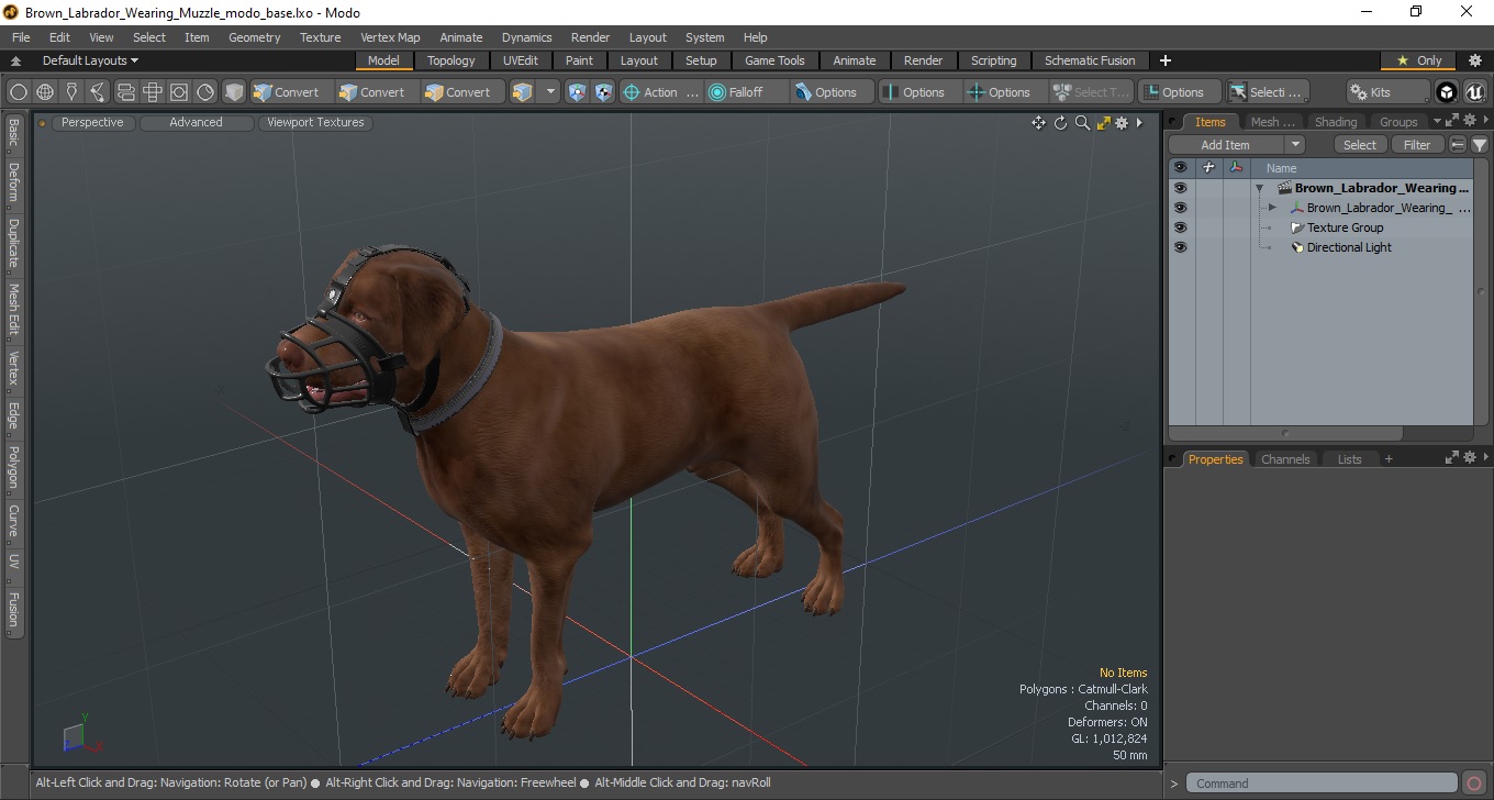 Brown Labrador Wearing Muzzle 3D model