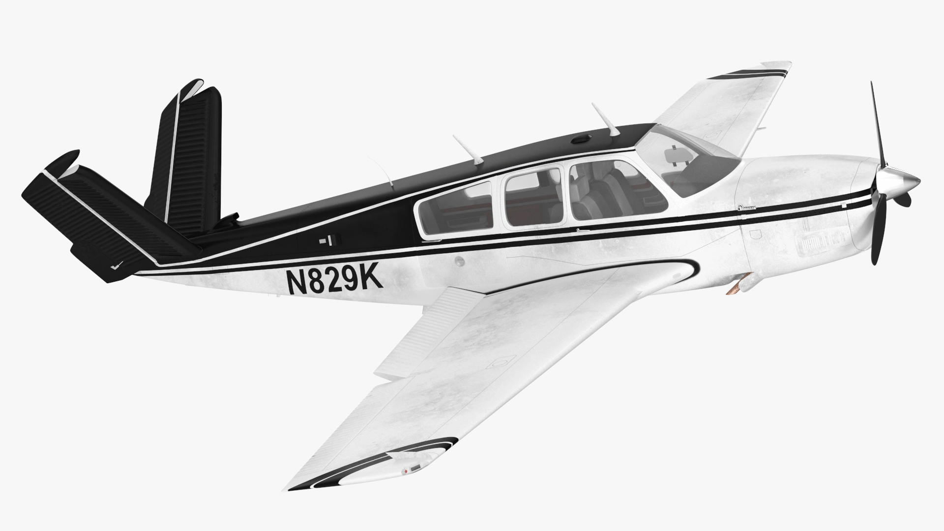 Private Aircraft Beechcraft Bonanza S35 V Tail Rigged for Maya 3D