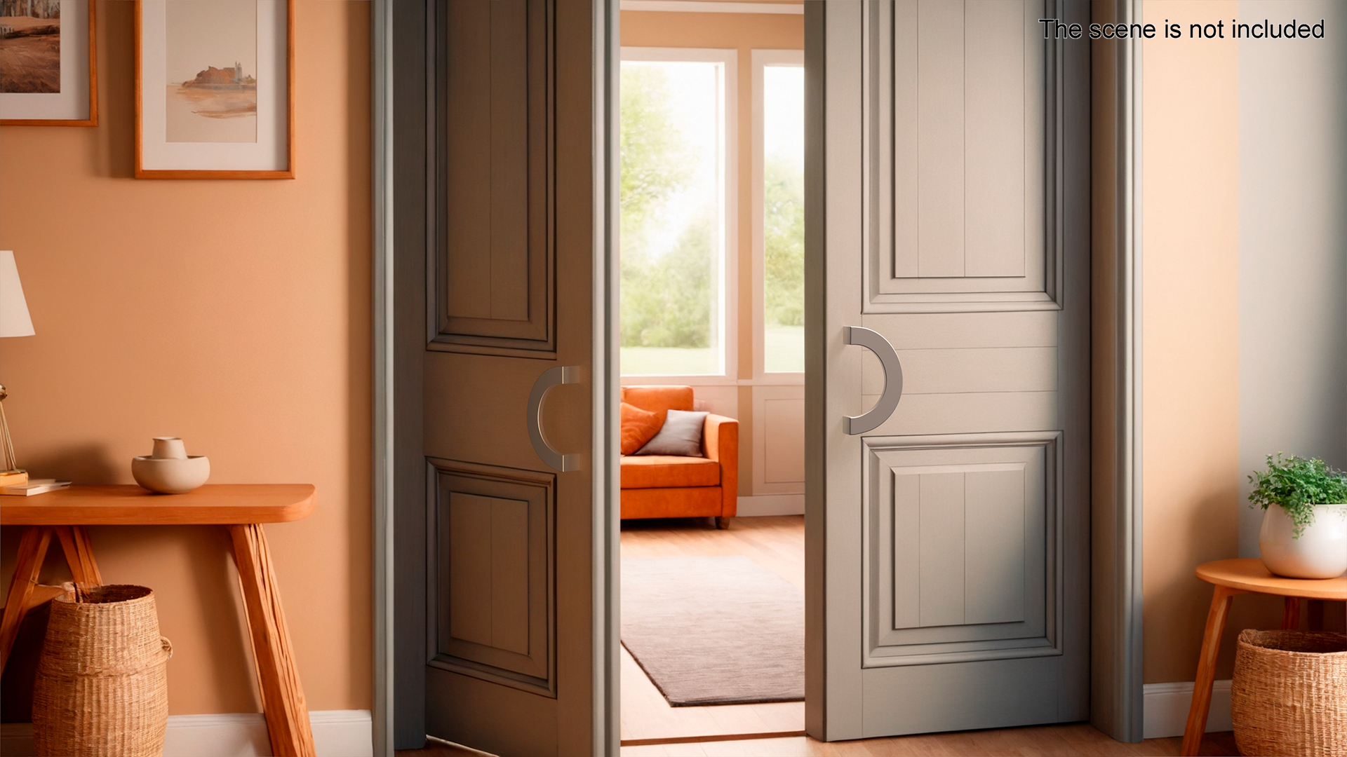 3D Door Handles Flat Semicircular Metal