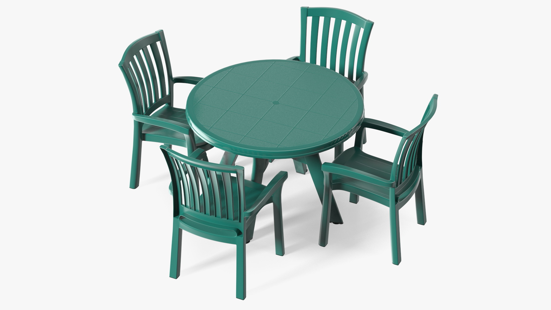 3D Green Plastic Table With Chairs