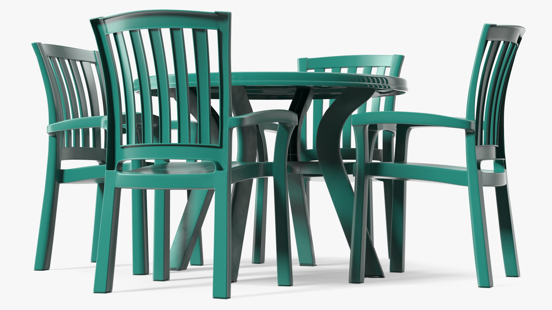 3D Green Plastic Table With Chairs