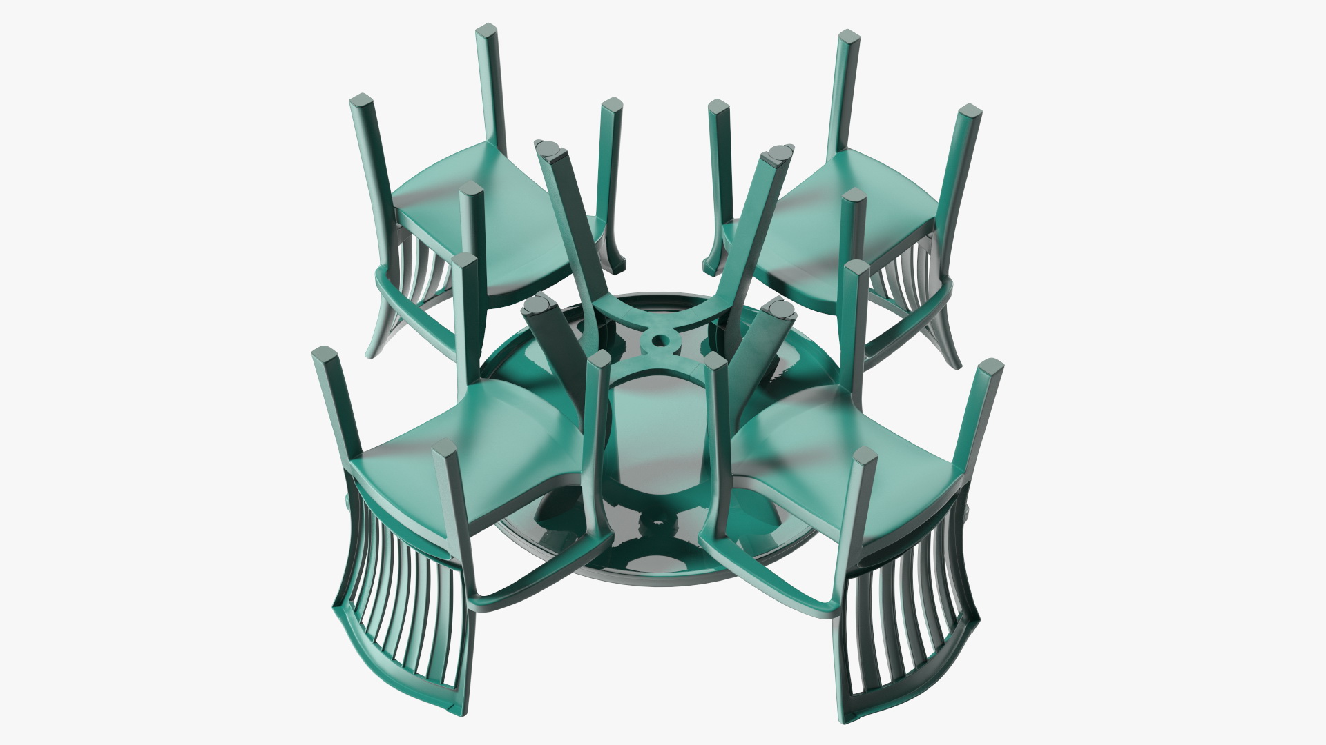 3D Green Plastic Table With Chairs