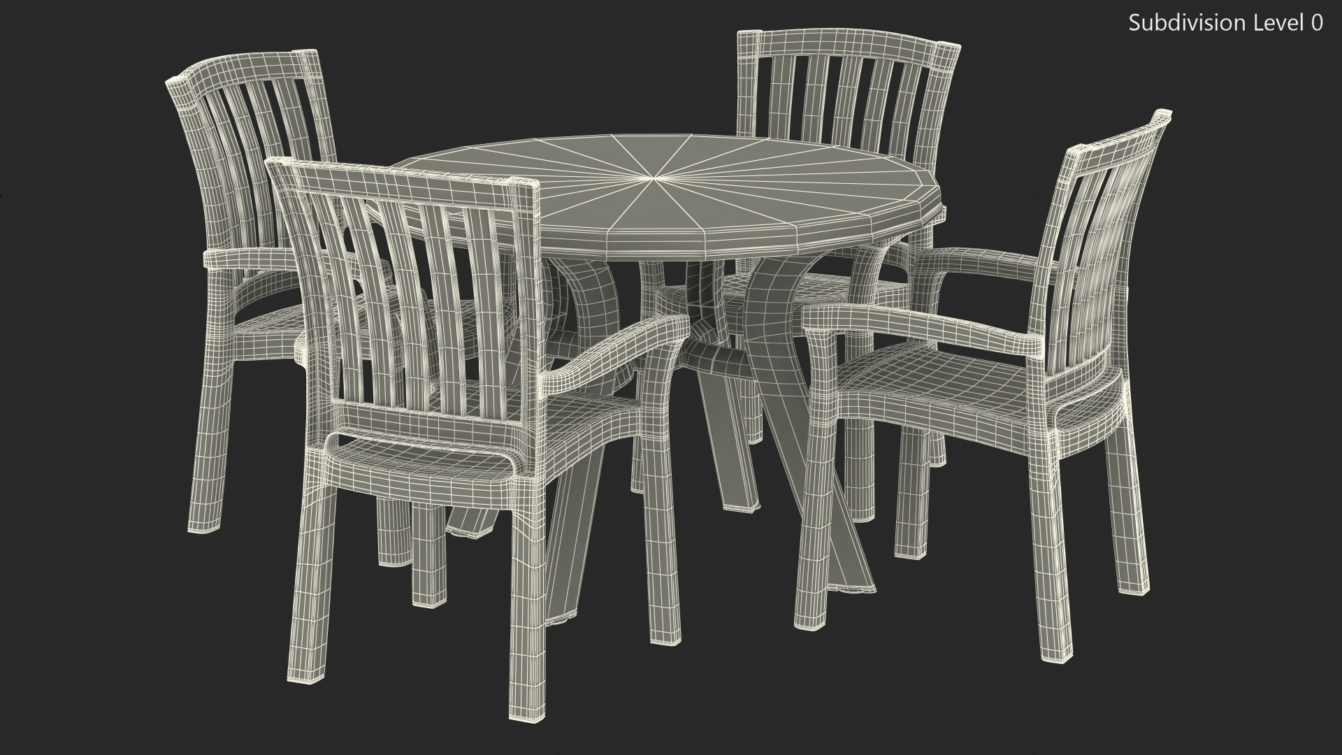 3D Green Plastic Table With Chairs