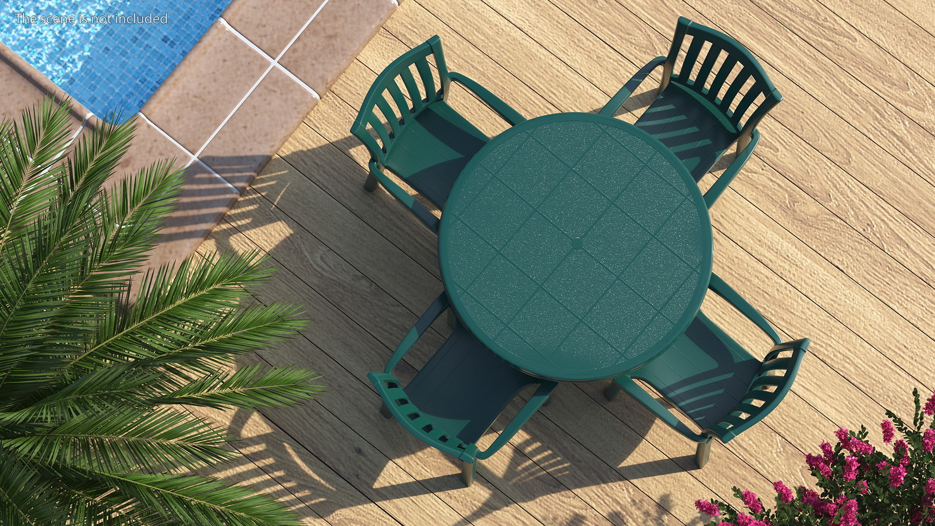 3D Green Plastic Table With Chairs