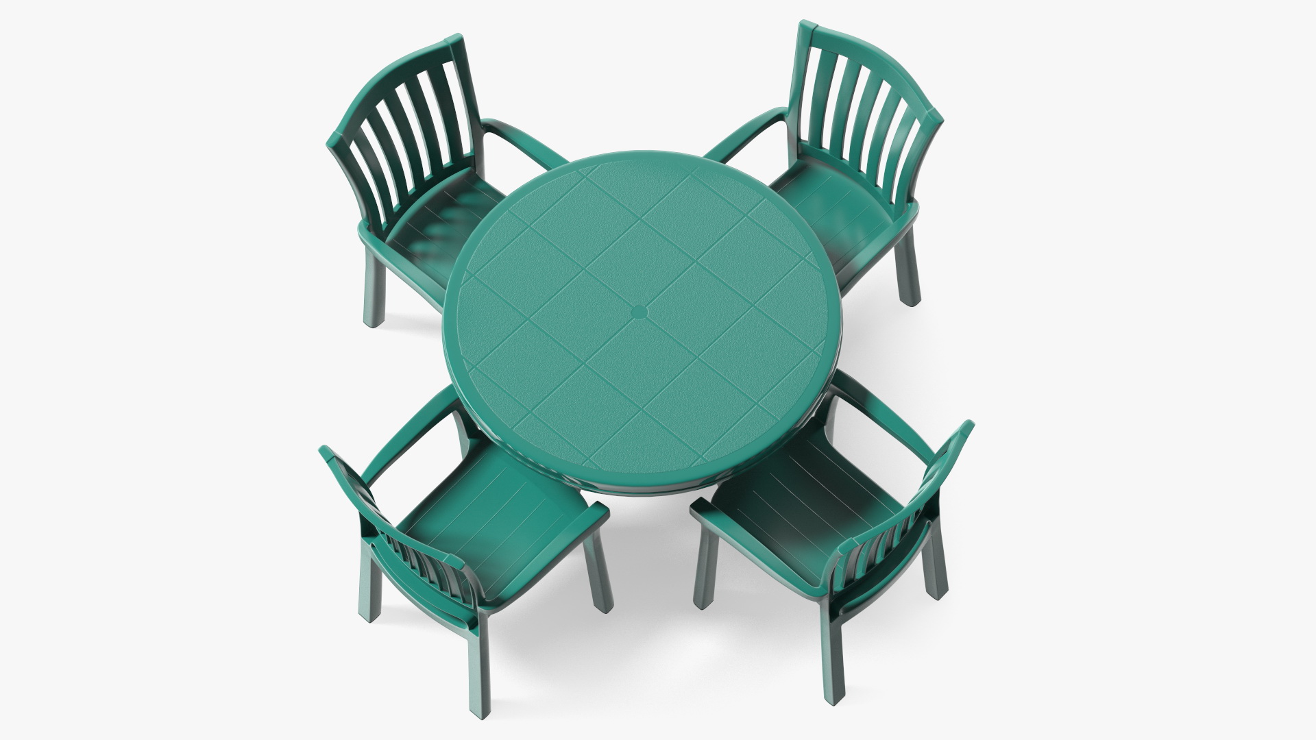 3D Green Plastic Table With Chairs