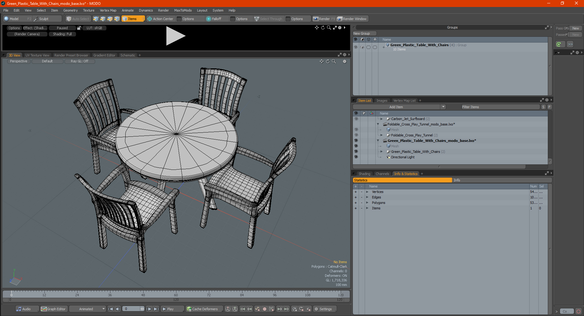 3D Green Plastic Table With Chairs