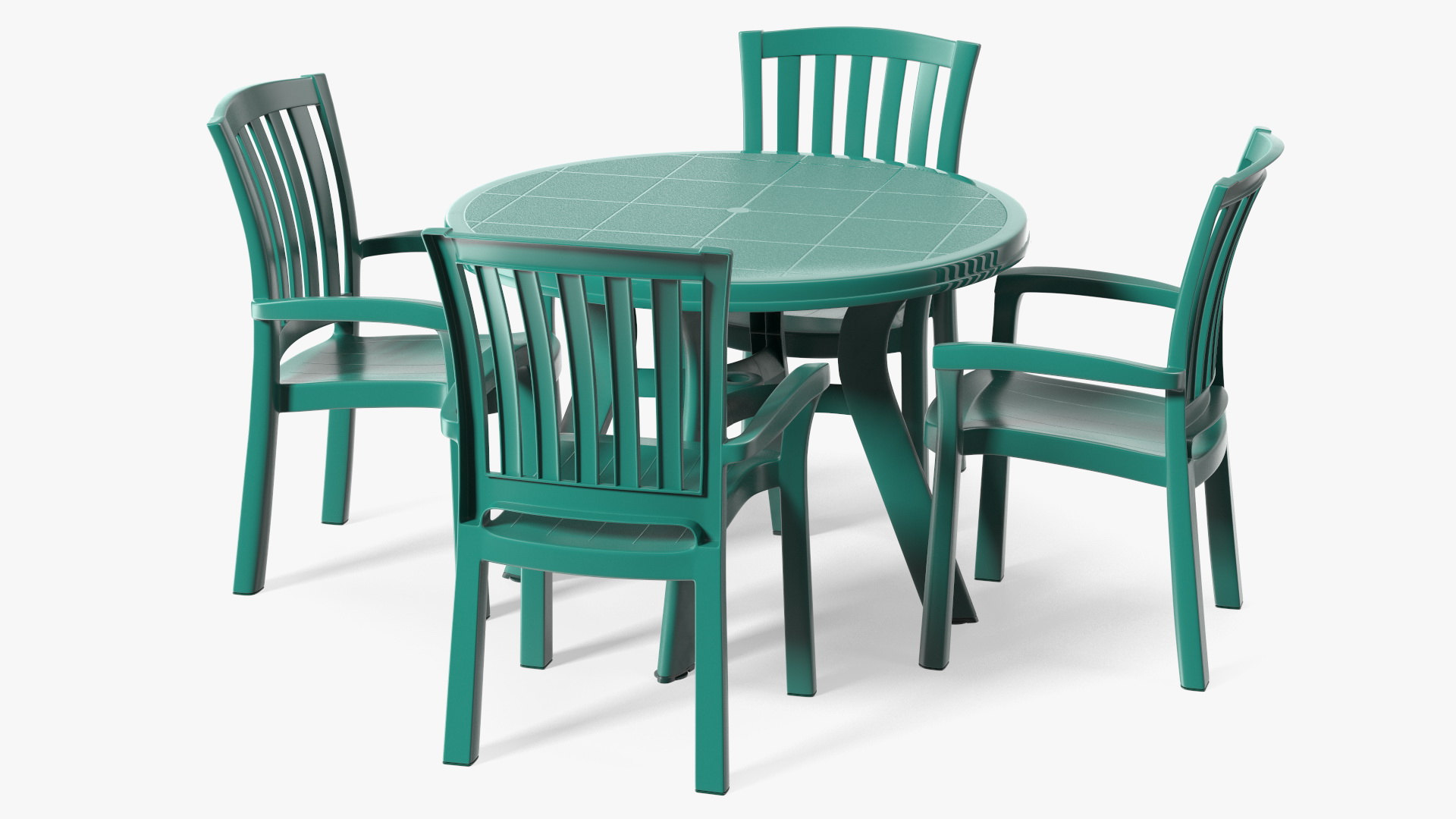3D Green Plastic Table With Chairs