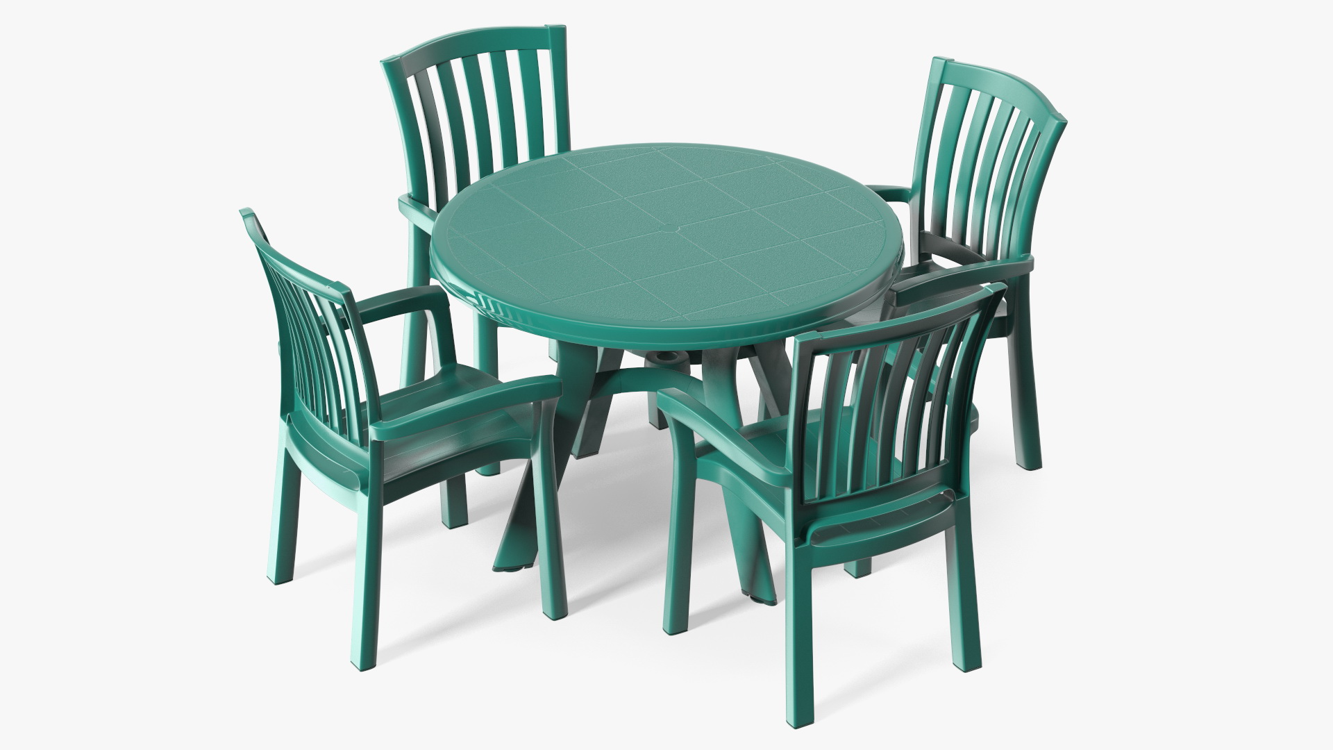 3D Green Plastic Table With Chairs