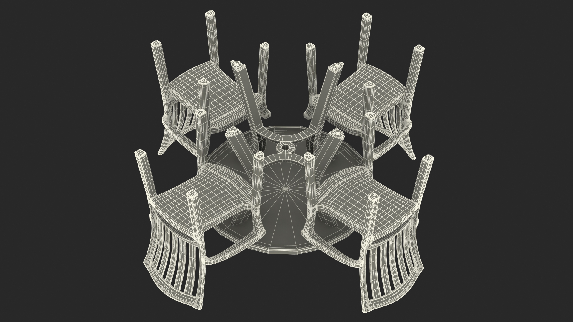 3D Green Plastic Table With Chairs