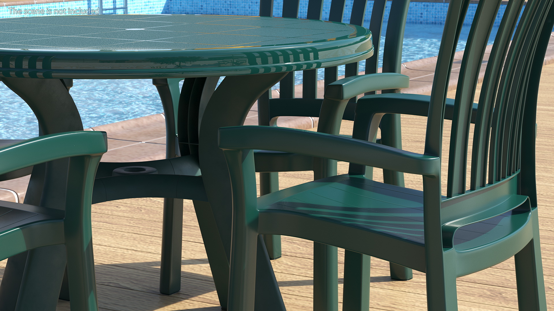 3D Green Plastic Table With Chairs