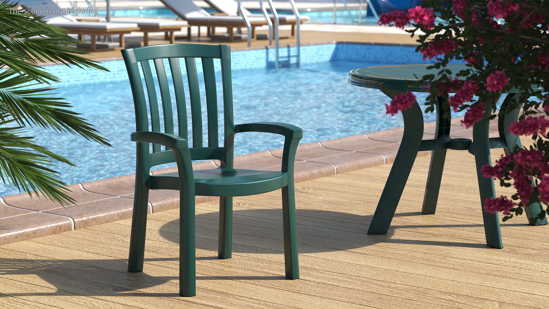 3D Green Plastic Table With Chairs