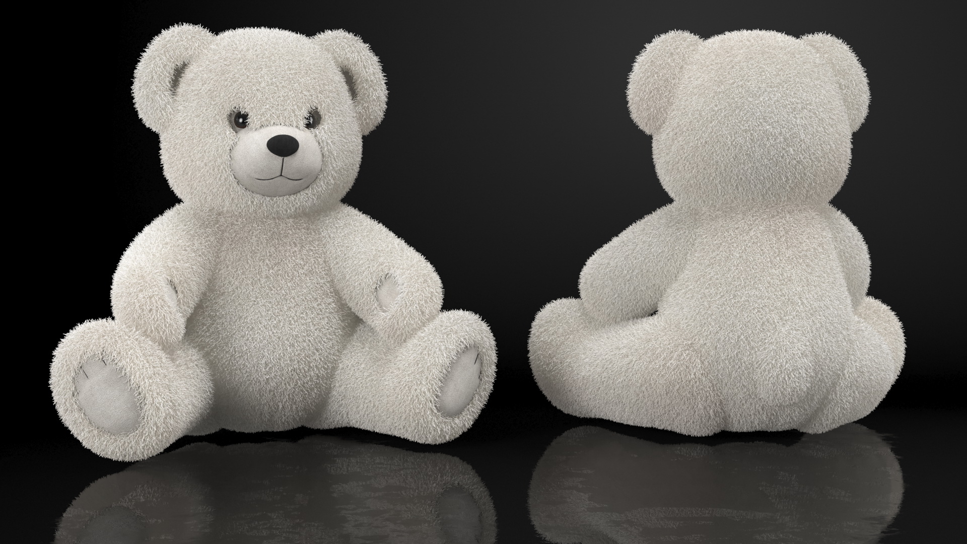 3D Teddy Bear Light Color Rigged Fur model