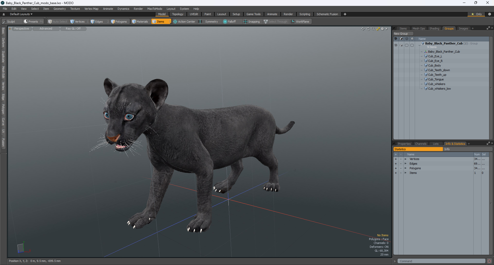 Baby Black Panther Cub 3D