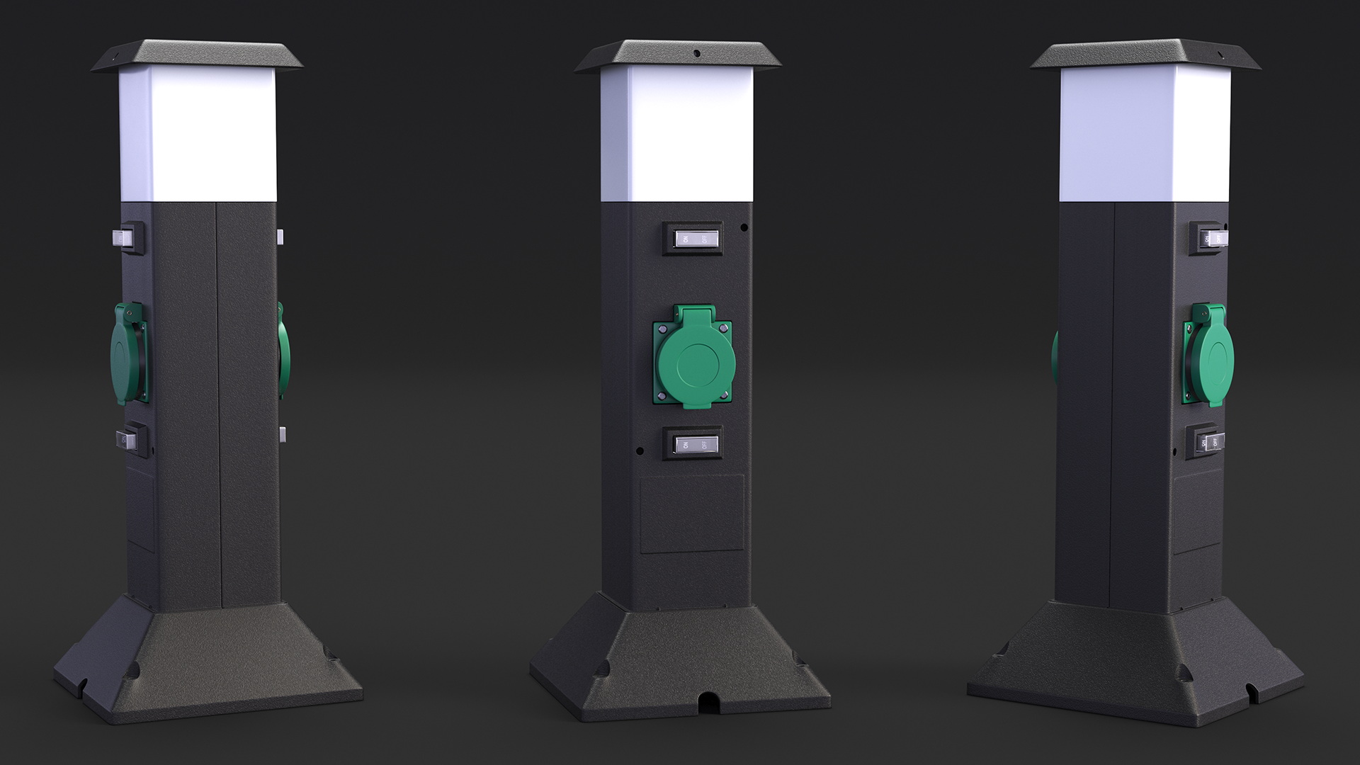 Garden Energy Column with 2 Socket and 4 Switches 3D model