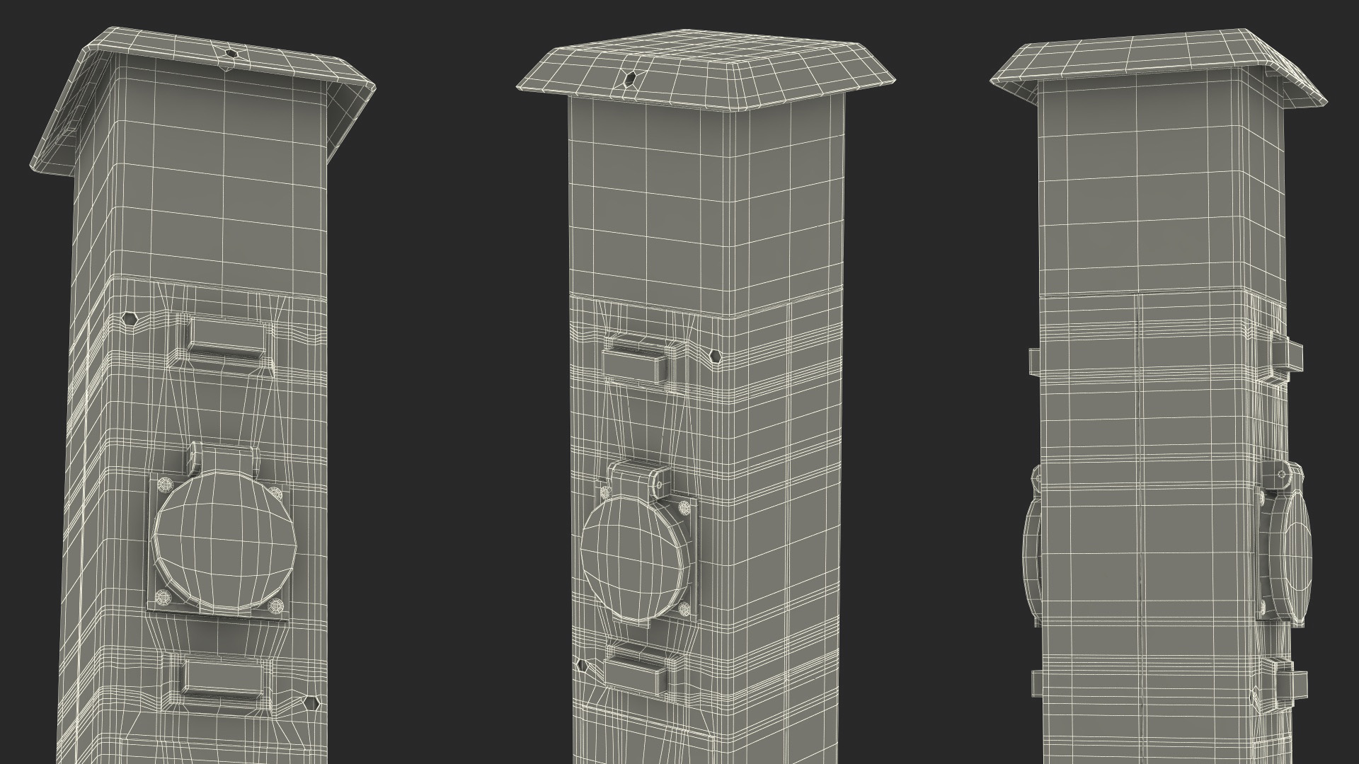 Garden Energy Column with 2 Socket and 4 Switches 3D model